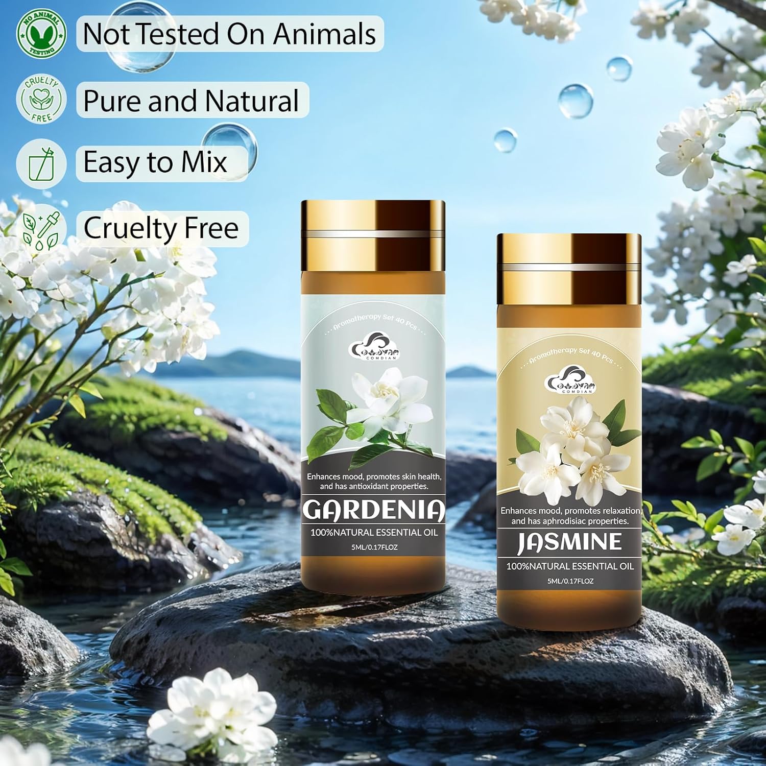 Alternative view of Essential Oil Set, 40 Pcs Aromatherapy Essential Oils for Diffusers for Home, 5ML Fragrance Gift Set for Skin Care, Humidifier, Laundry, Massage, Candle and Soap Making