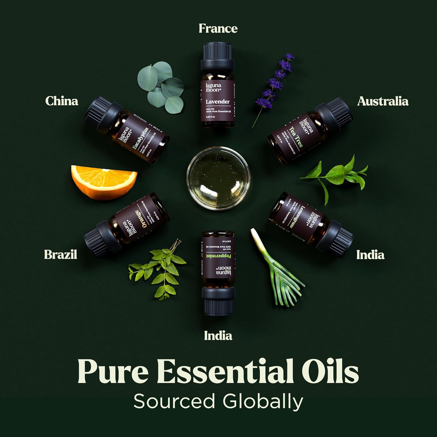 Alternative view of Lagunamoon Essential Oils Aromatherapy Set - 6 Oils for Diffusers, Home Care, Candle Making Scents, Fragrance, Humidifiers, Gifts - Peppermint, Tea Tree, Lavender, Eucalyptus, Orange (10mL)