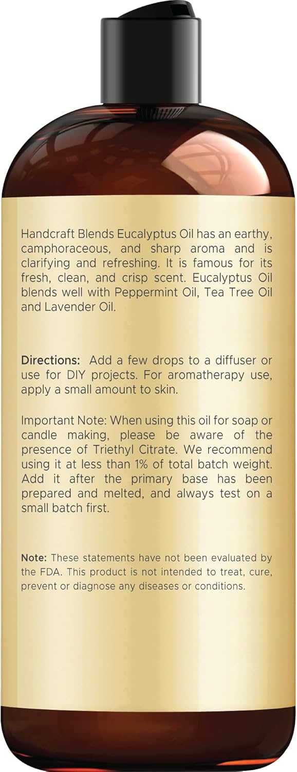 Handcraft Blends Eucalyptus Essential Oil - Huge 16 Fl Oz - for Candle Making, Soap Making, Diffusers, and Aromatherapy