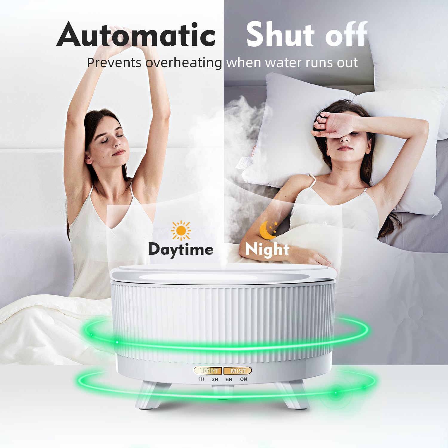 Alternative view of 20-Hour Long-Lasting Aromatherapy, 500ML Large Essential Oil Diffuser: Ultrasonic Cool Mist Humidifier with Remote Control, 7 Color Lights, Timer, Auto-Off for Home/Bedroom/Yoga (Minimalist White)