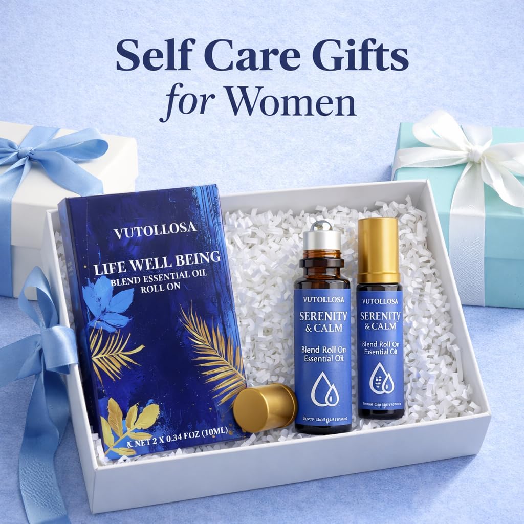 2-Pack Serenity & Calm Essential Oil Roll On | Pure Natural Essential Oil Blend | Self Care, Relaxation & Travel Gifts for Women, Teachers & Colleagues | VUTOLLOSA