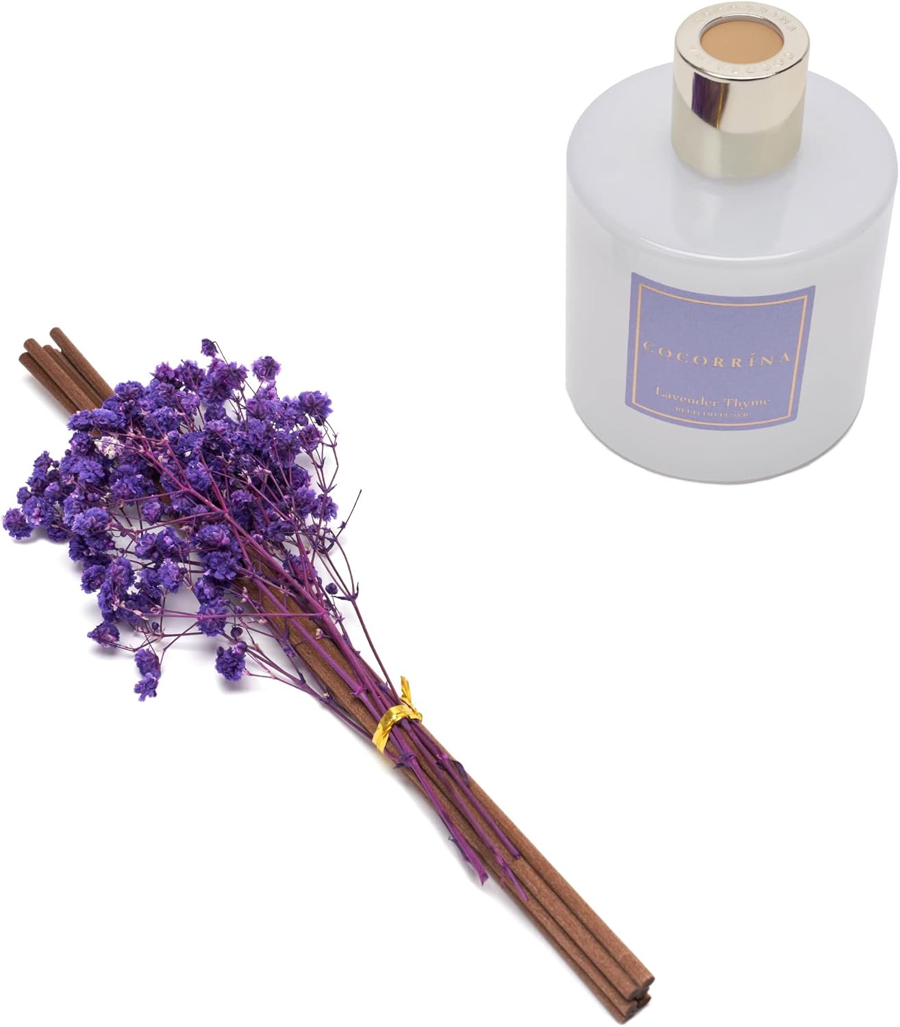 Alternative view of Cocorrína Premium Reed Diffuser Set with Preserved Baby's Breath & Cotton Stick Lavender Thyme | 6.7oz Scent Fragrance Lavender Oil Diffuser for Bedroom Bathroom Home Décor