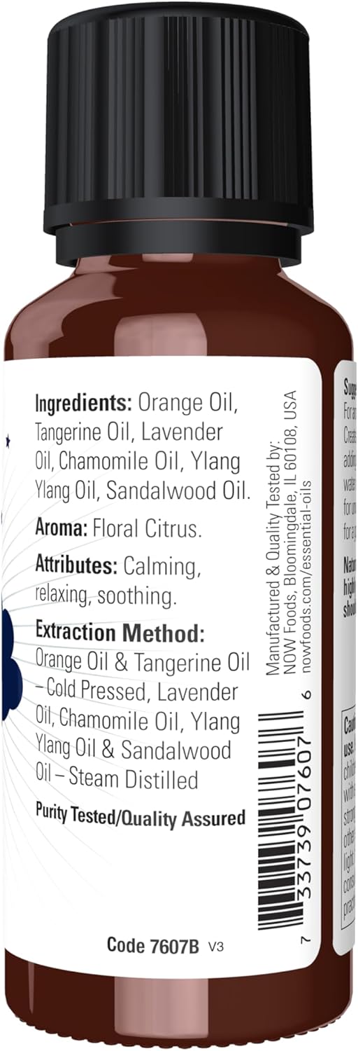 NOW Essential Oils, Peaceful Sleep Oil Blend, Relaxing Aromatherapy Scent, Blend of Pure Essential Oils, Vegan, Child Resistant Cap, 1-Ounce