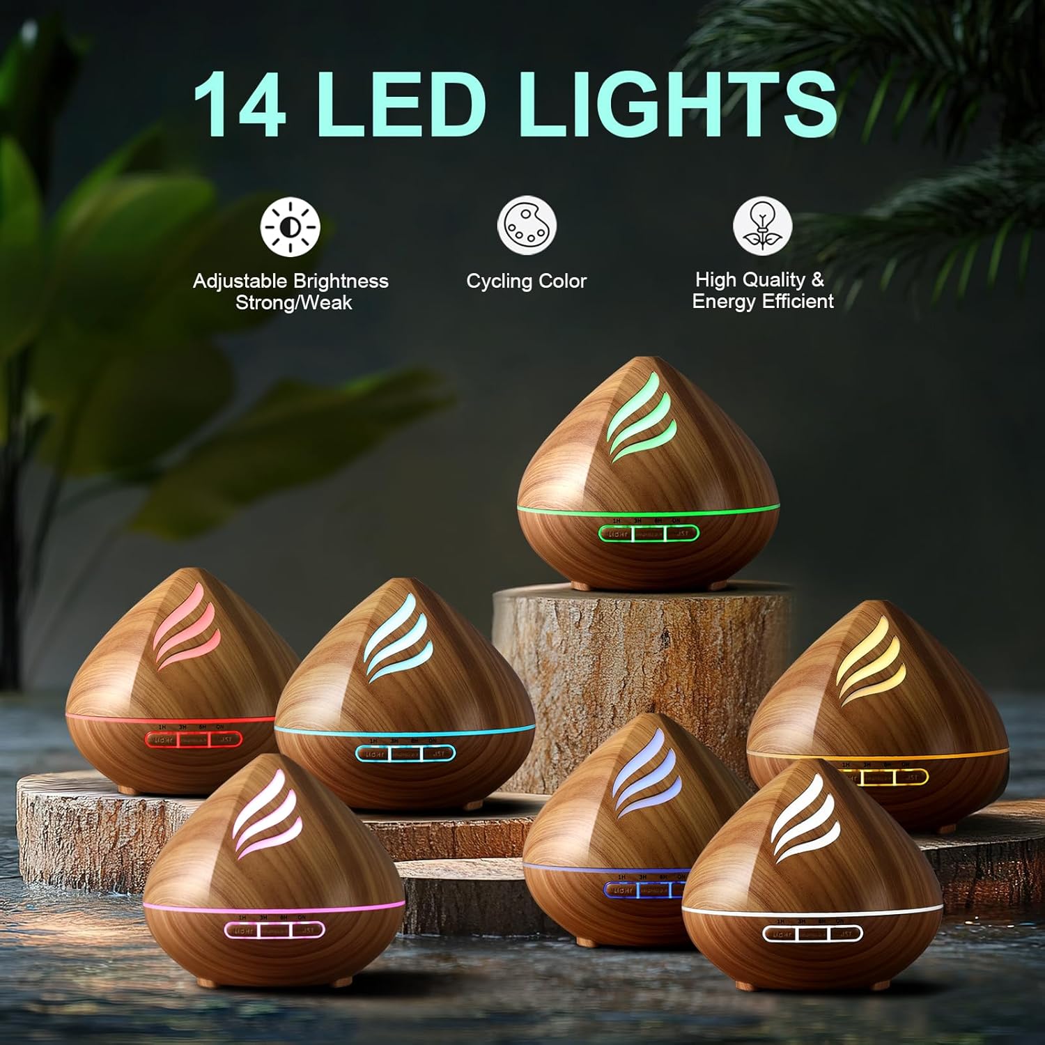 Alternative view of Essential Oil Scent Diffuser: 500ML Aroma Diffuser with Remote Control, Large Fragrance Aromatherapy Diffuser, Mist Humidifier with 14 Colors LED Lights and Auto-Off for Bedroom & Home