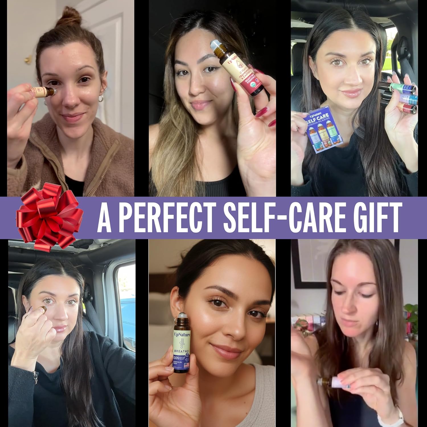 UpNature Self Care Gifts for Women Essential Oils Roll On Set u2013 Galentines & Valentines Day Gifts for Her Mom Wife - Breathe, Beauty & Calm Oil Roller for Aromatherapy and Relaxation