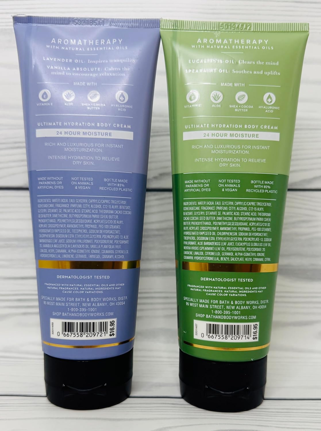 Bath & Body Works Aromatherapy Eucalyptus Spearmint and Lavender Vanilla Ultimate Hydration Body Cream 8 Ounces Pack of 2