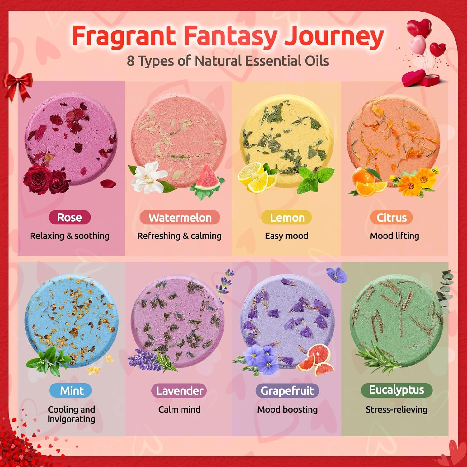 Alternative view of Shower Steamers Aromatherapy - 8 Pack Shower Bombs with Essential Oils, Valentines Day Gifts for Her Women, Birthday Gifts for Women Self Care Relaxation Home SPA Stress Relief Galentines Gift Set