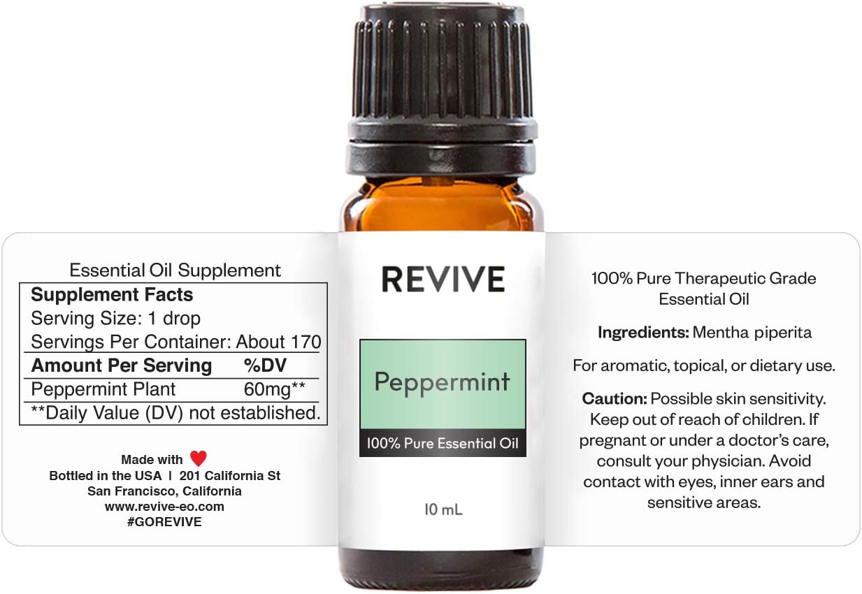 Peppermint Essential Oil by Revive Essential Oils - 100% Pure Therapeutic Grade, for Diffuser, Humidifier, Massage, Aromatherapy, Skin & Hair Care