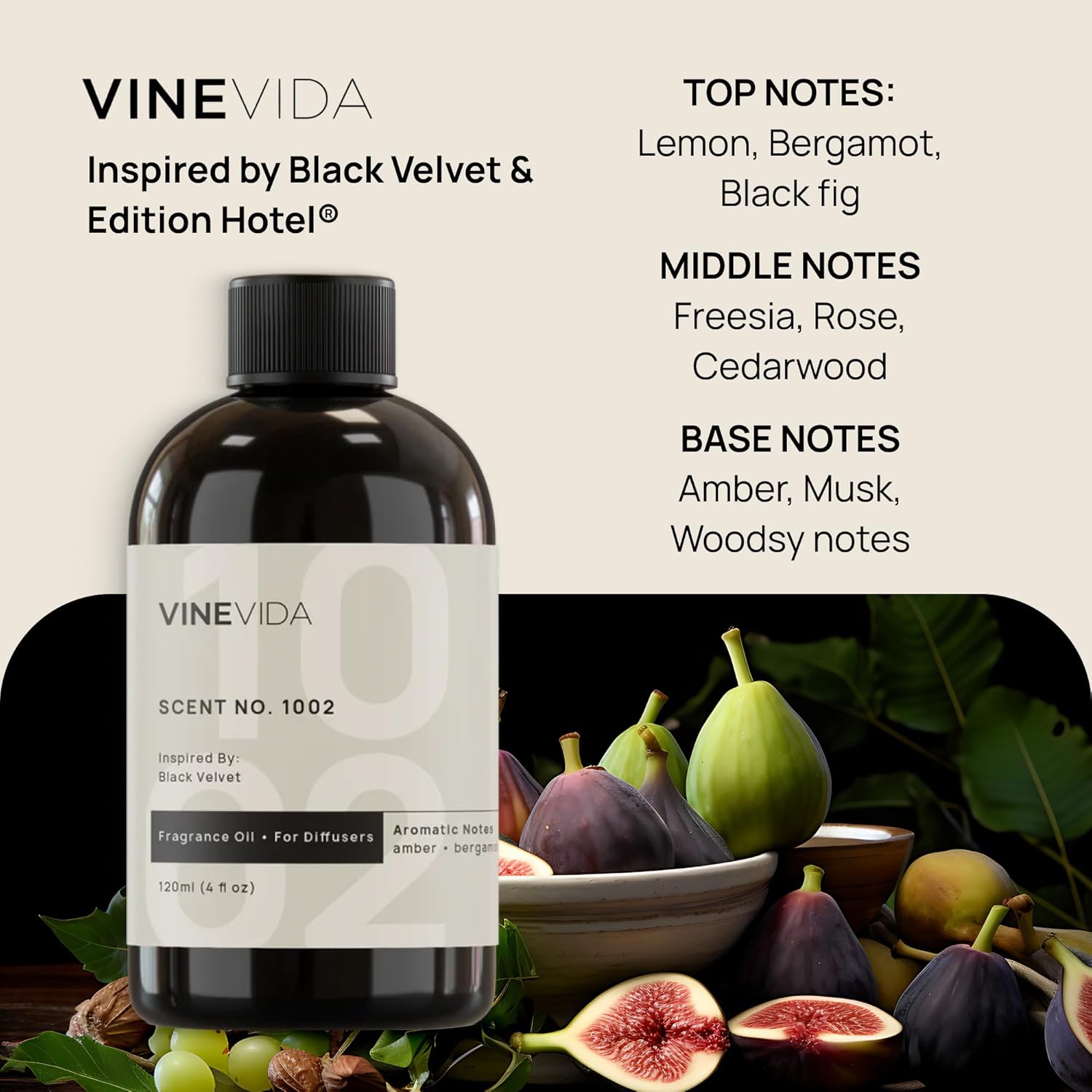 VINEVIDA [4 Fl Oz] Luxury Hotel Scent Diffuser Oil - Scent No.1002 Inspired by Edition Hotel, Fragrance for Cold Air Diffuser, Home Luxury Scents, Scents Collection Essential Oil for HVAC