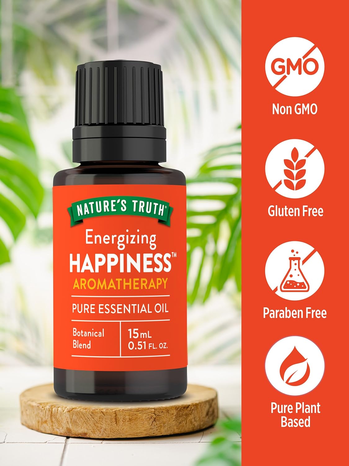 Alternative view of Nature's Truth Happiness Essential Oil | 15 mL | for Diffusers and Aromatherapy | Pure Plant Based, Non-GMO & Gluten Free