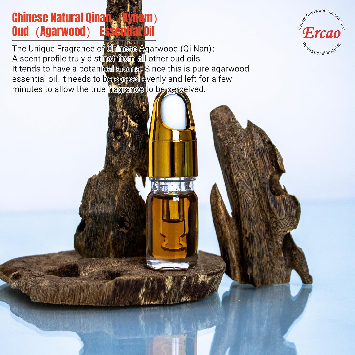 Alternative view of Ercao Authentic Pure Oud Essential Oil - New Agarwood Oil Scent from China - 5g - for Perfume Blending, Essential Oil Diffusers, DIY Scented Candles (Green-5g-Kynam agarwood)