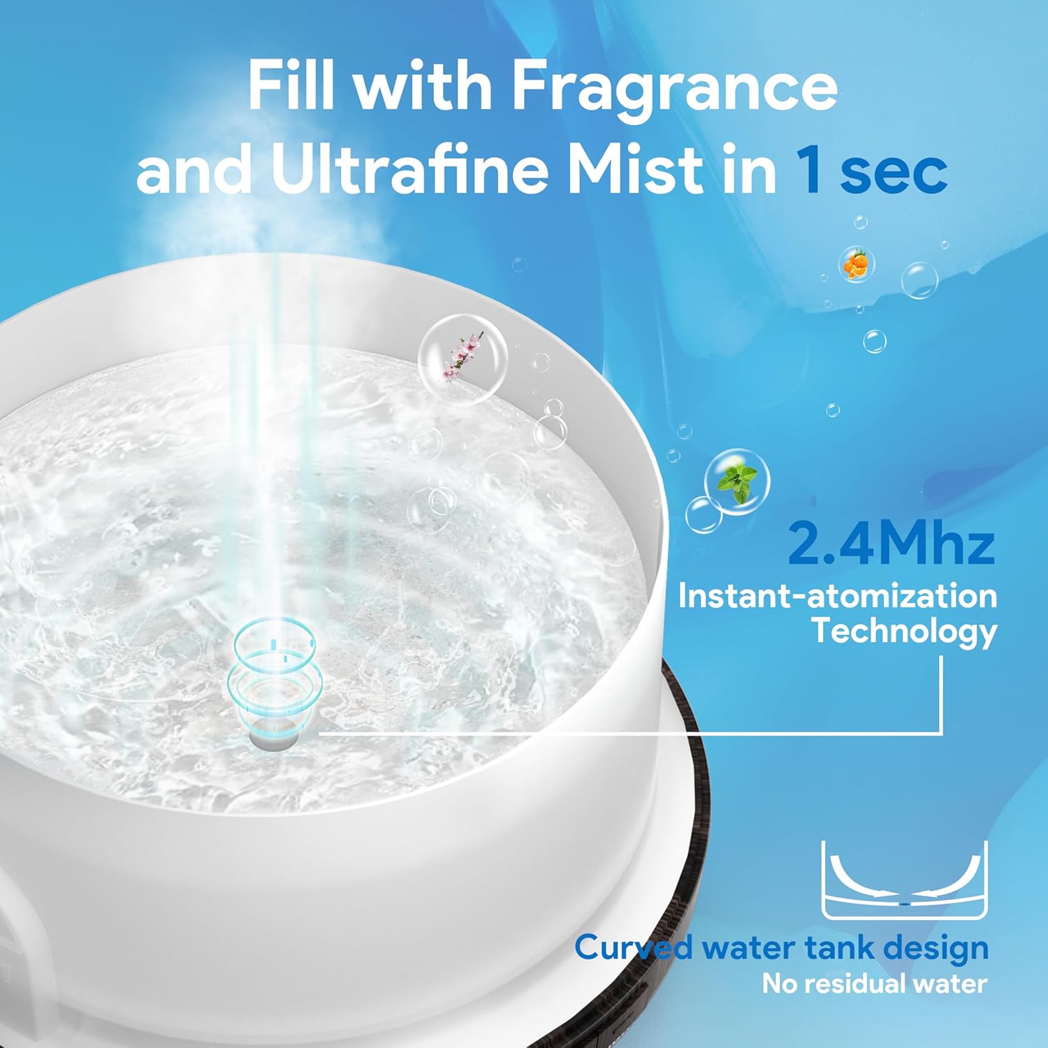 Alternative view of ASAKUKI Essential Oil Diffuser 500ml, Ultrasonic Aromatherapy Humidifier with Remote Control, 7 LED Colors, Timer & Auto-Off, Large Room Diffuser Valentine's Gift (Dark Brown)