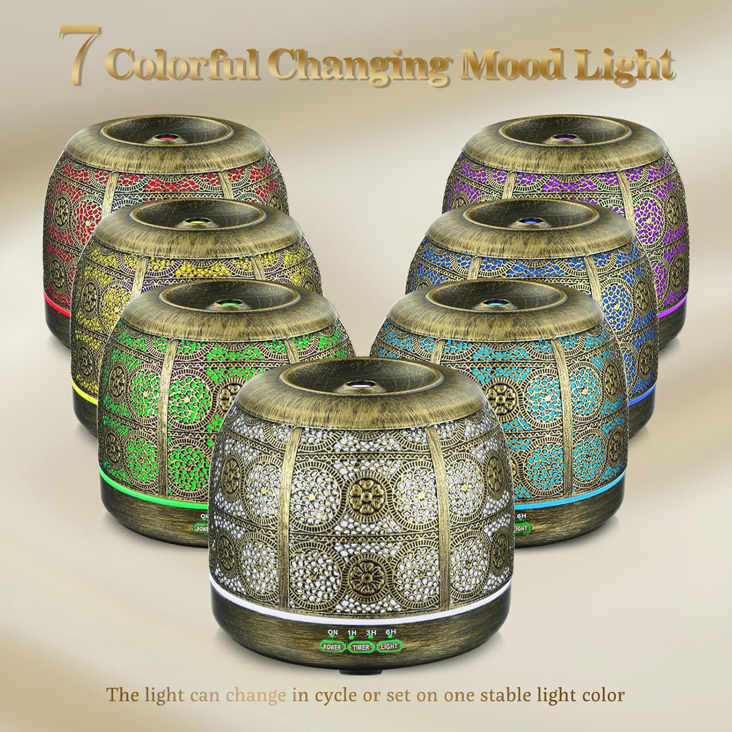 Alternative view of ARVIDSSON Essential Oil Diffuser, 500ml Aromatherapy Diffuser for Home, Ultrasonic Diffusers for Essential Oils, Metal Oil Diffuser with Mist Timer and Color Mood Light, Gift for Women and Men