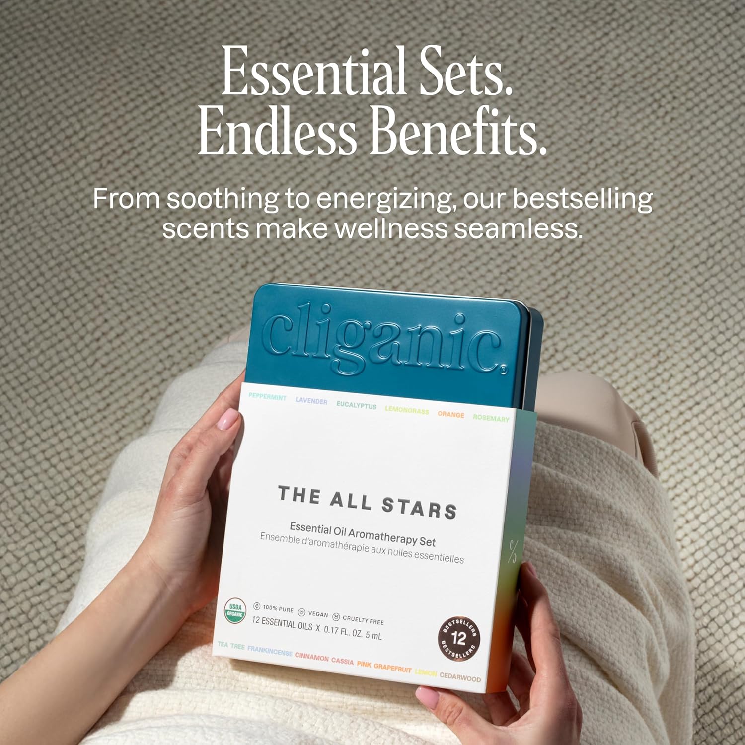 Alternative view of Cliganic Organic Aromatherapy TOP 12 Essential Oils Set, 100% Pure - Peppermint, Lavender, Eucalyptus, Tea Tree, Lemongrass, Rosemary, Frankincense, Orange, Lemon, Cassia, Cedarwood & Grapefruit