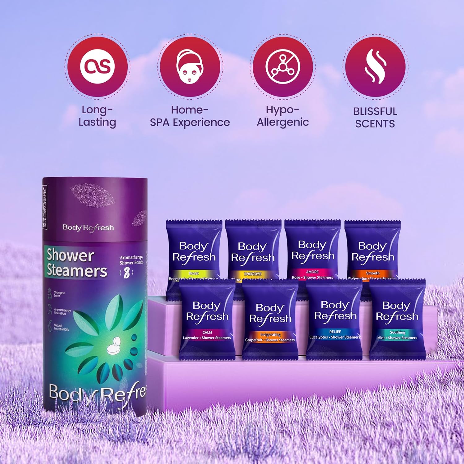 Alternative view of BodyRefresh Shower Steamers Aromatherapy 8 Pack - Birthday Gifts for Women, Valentines Day Gifts for Her Wife Mom, Shower Bombs for Self Care Home Spa Relaxation Gift Set, Easter Basket Essential