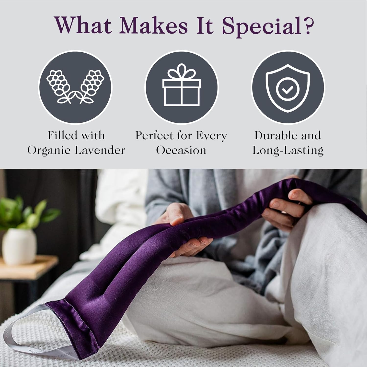 Alternative view of Victoria's Lavender Microwavable Neck Heating Pad u2013 Extra Long Aromatherapy Wrap for Men & Women, Buds of Lavender Neck Wrap with Flax Seeds, Heated Neck Wrap, Relaxing Spa Gift Set Idea, Made in USA