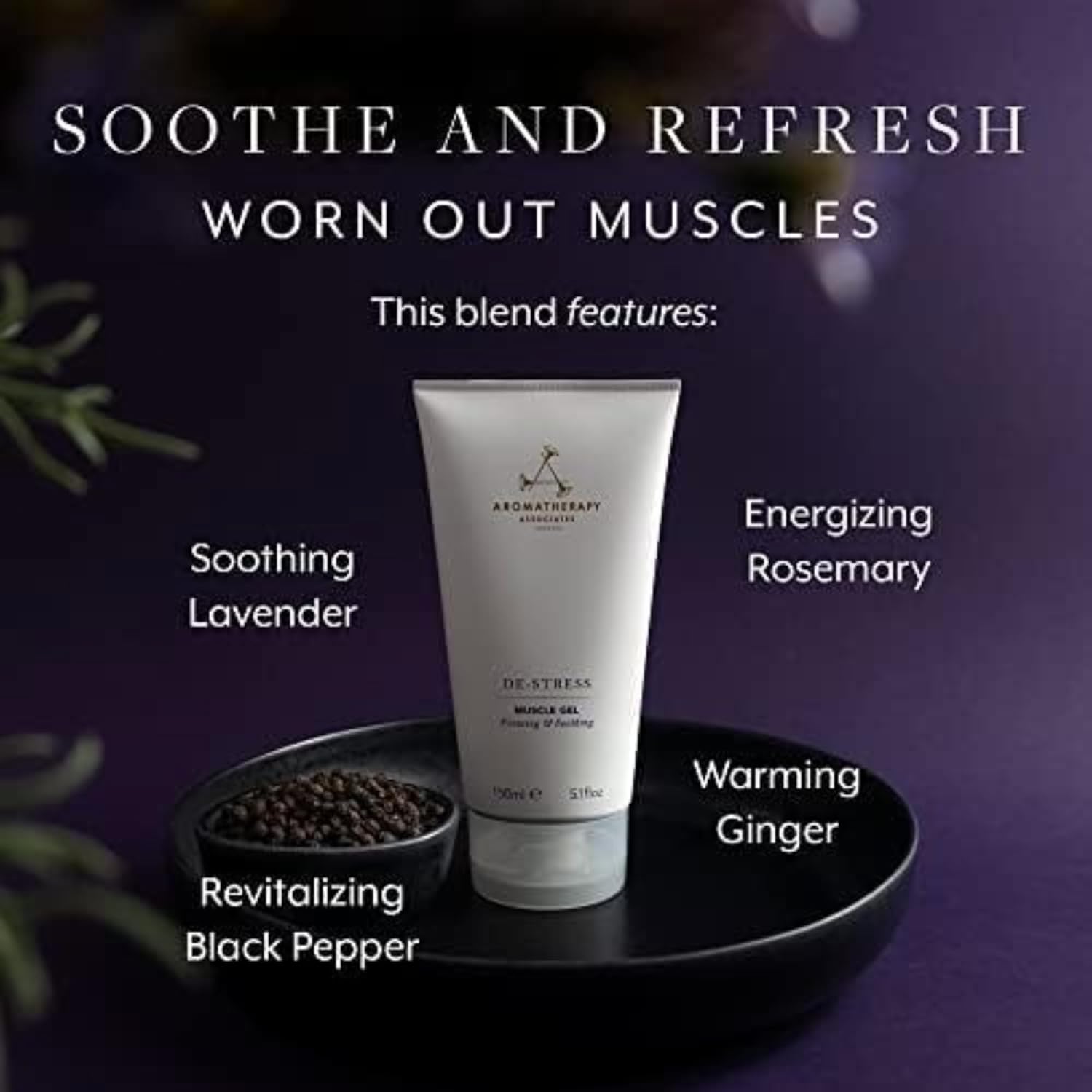 Alternative view of Aromatherapy Associates De-Stress Muscle Gel, Cooling & Warming Massage Gel with Ginger, Black Pepper & Rosemary Essential Oils for Daily Tension & Post-Activity Comfort, 5.07 oz