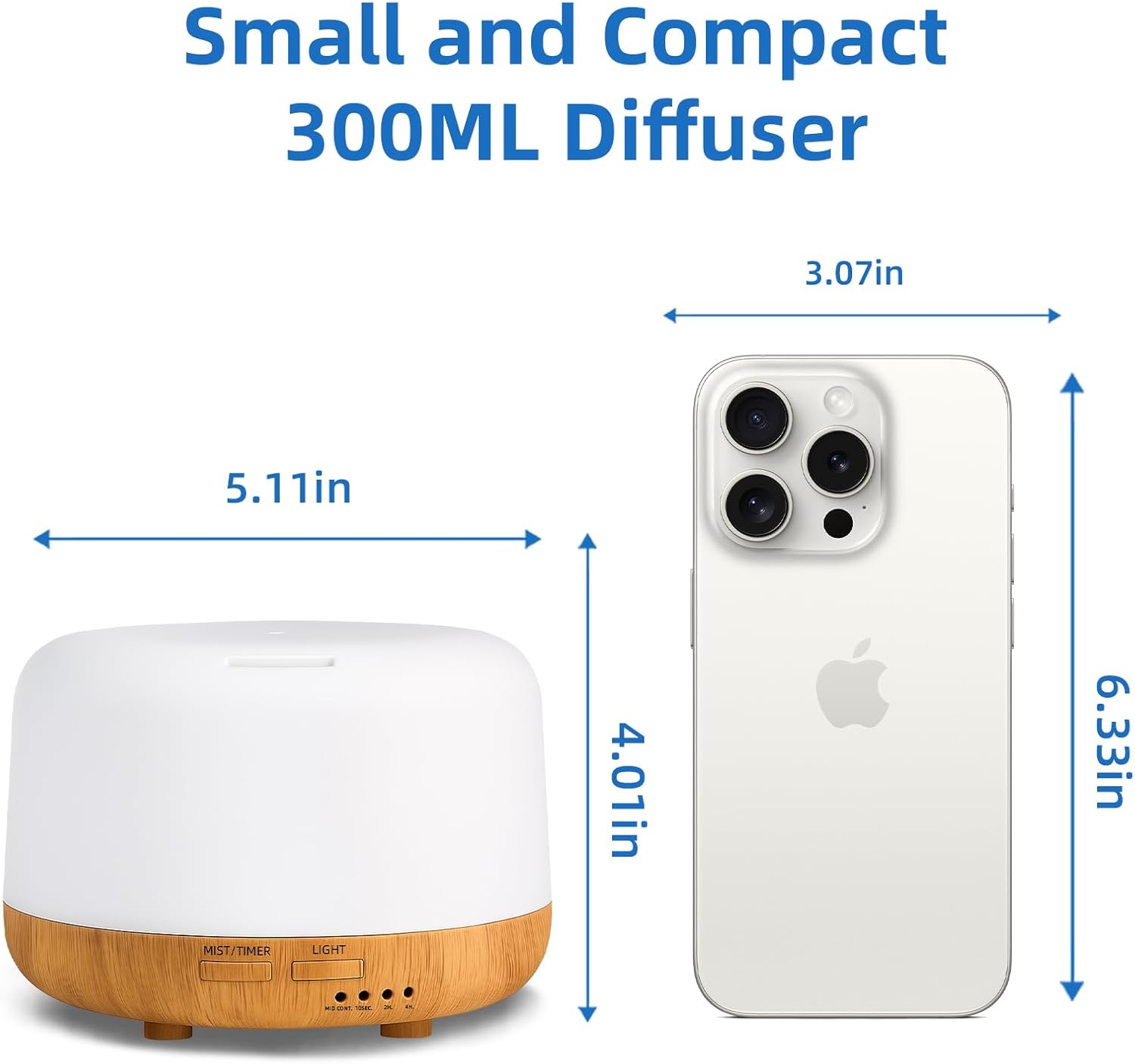 SPLITSKY Aromatherapy Essential Oil Home Diffuser with Remote Control, 300ML Large Room Cool Mist Air Humidifier, 8 Hours Quiet Operation, Timer, 7 Colors LED Night Night，Suitable Home,Yoga.