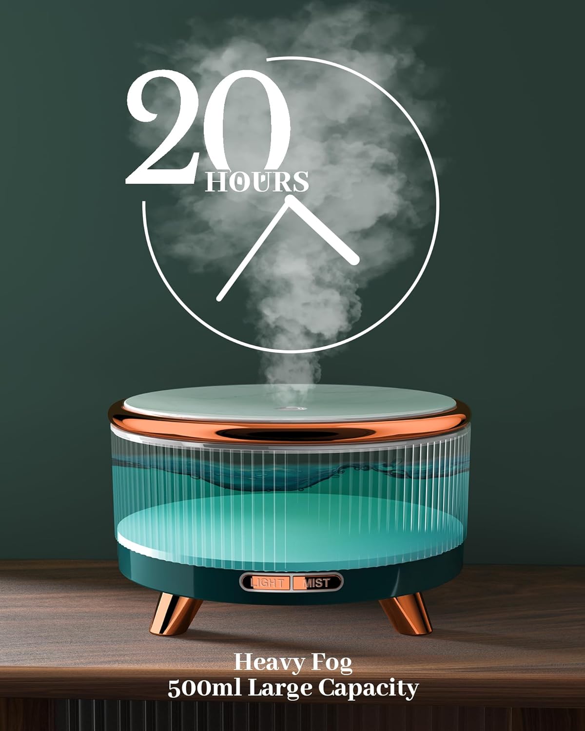 Alternative view of Essential Oil Diffuser for Home, Diffusers for Essential Oils Large Room, 500ml Aromatherapy Diffuser, 7 Colors Changed