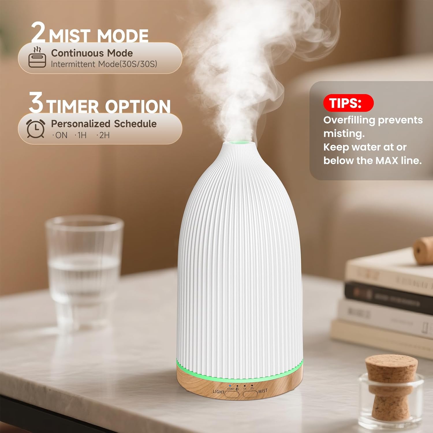 Alternative view of URPOWER 100ML Essential Oil Diffusers for Home with 7 LED Color Changing Lights, Timer & Auto-Off Ultrasonic Aromatherapy Diffuser Cool Mist Humidifer Scent Diffuser for Bedroom, Office, Yoga