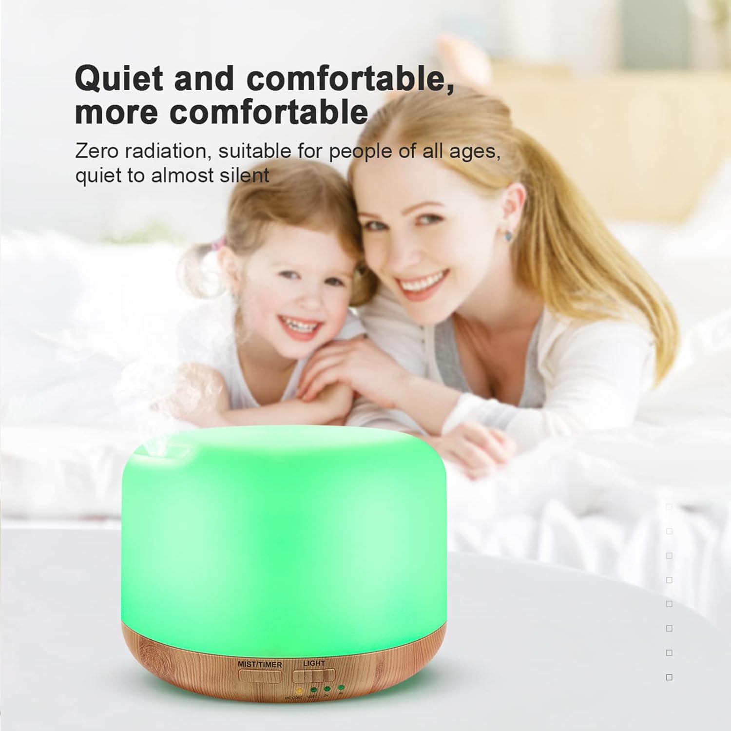 Alternative view of 300ML Essential Oil Diffuser, Remote Control Ultrasonic Aromatherapy Oil Diffusers Cool Mist Humidifier, Waterless Auto-Off and 7 LED Light Colors for Bedroom, Yoga, SPA, Baby