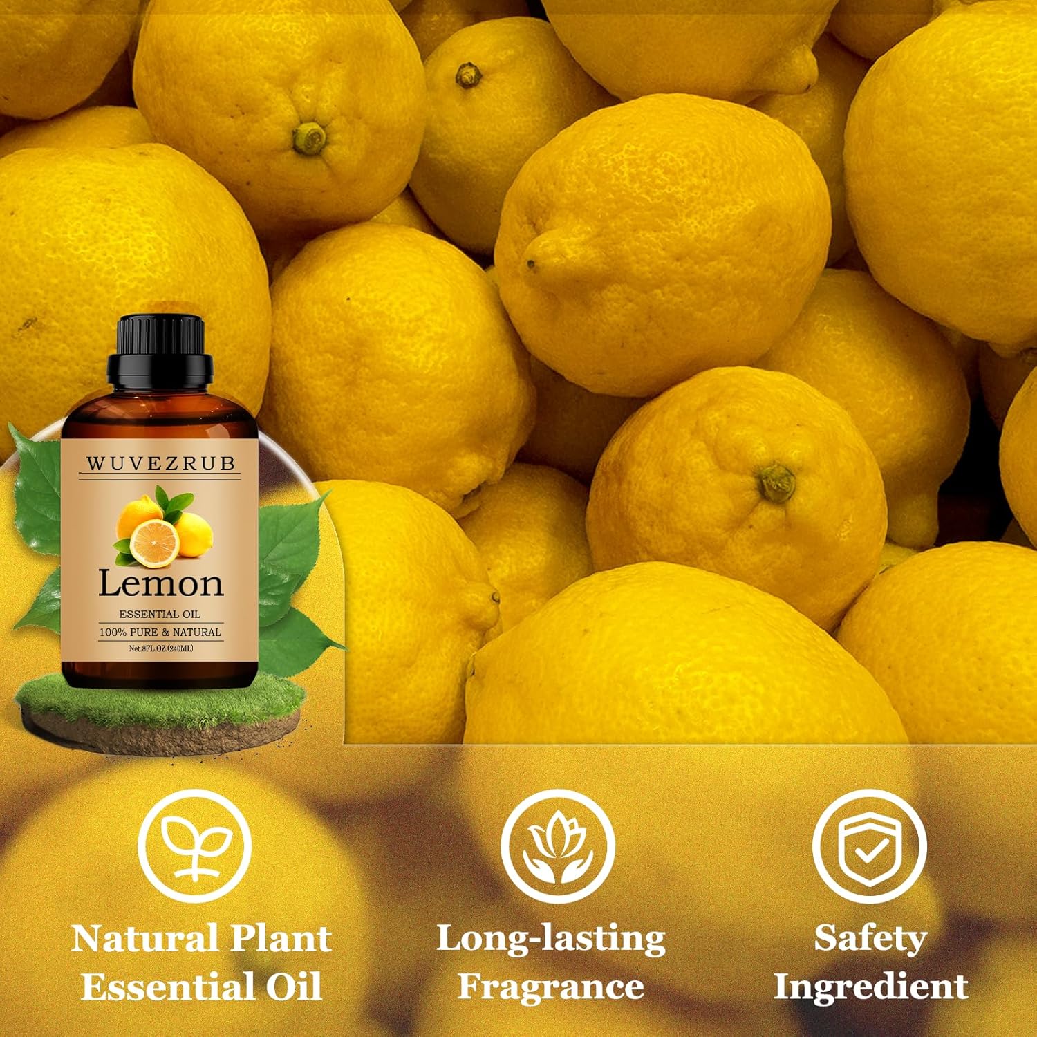 Alternative view of Wuvezrub Lemon Essential Oils 240ML, Pure Lemon Essential Oil for Aromatherapy Diffuser - 8 Fl Oz