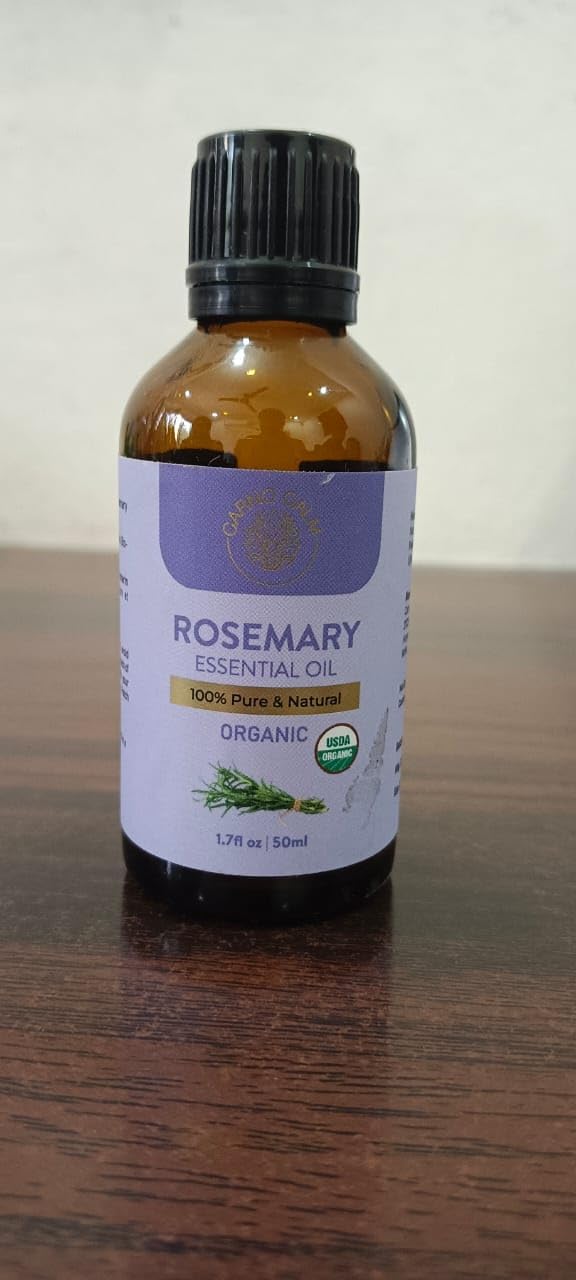 Carno Calm Rosemary Essential Oil | USDA Certified Organic Rosemary Oil for Hair Growth and Skin | Aromatherapy & Diffuser | 1.7 fl. Oz