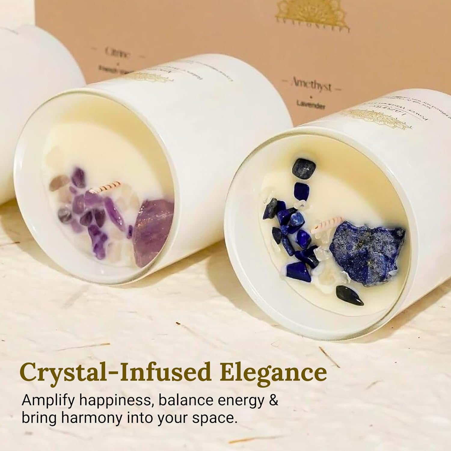 Alternative view of ava concept - Soy Candles with Crystals - Aromatherapy Scented Candle for Women - Lavender Vanilla Gift Set - Small Wax Melts - 3 Pack 3.5oz