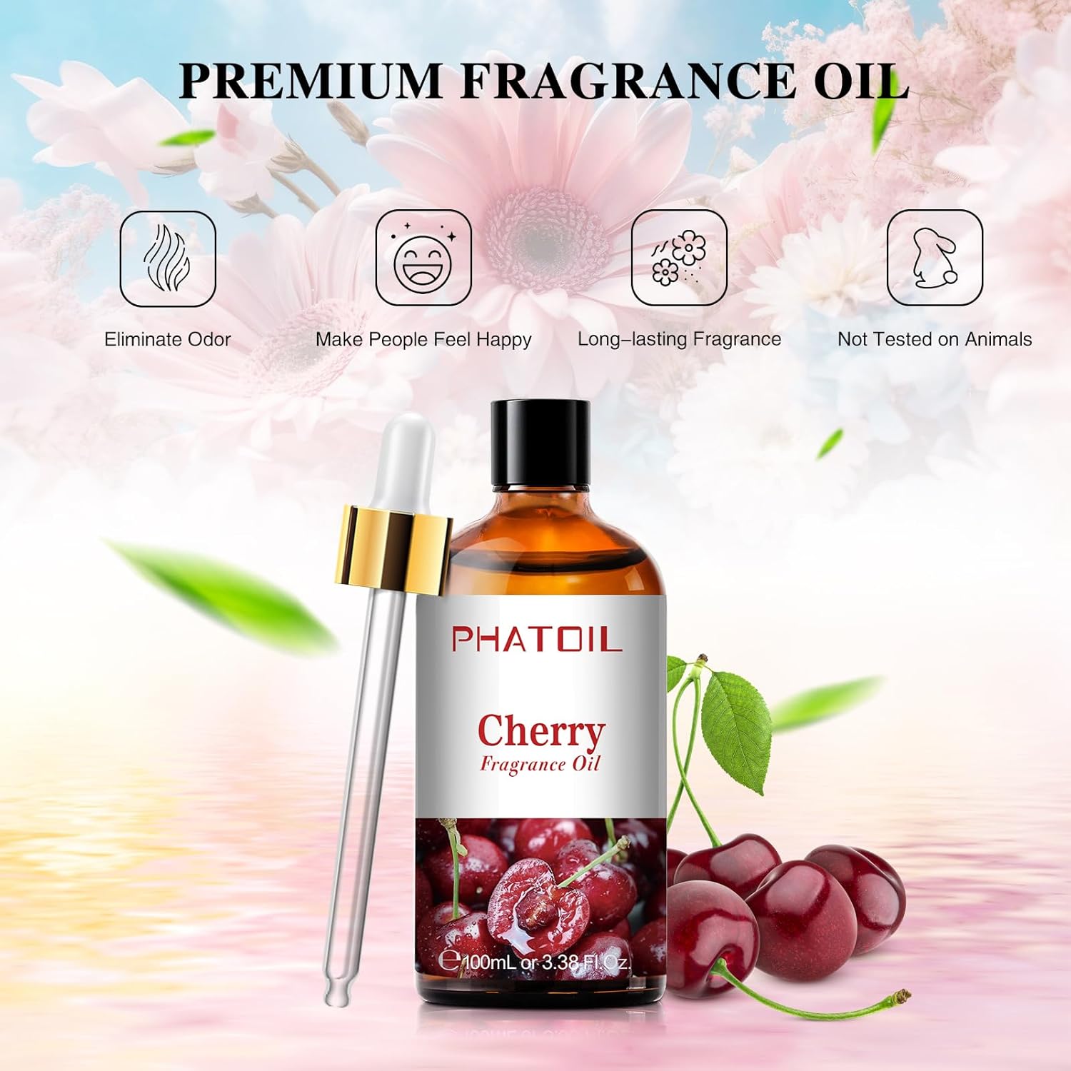 Alternative view of PHATOIL 3.38FL.OZ Cherry Fragrance Oils for Aromatherapy, Essential Oils for Diffusers for Home, Perfect for Diffuser, Yoga, Skin Care, DIY Candle and Soap Making - 100ml