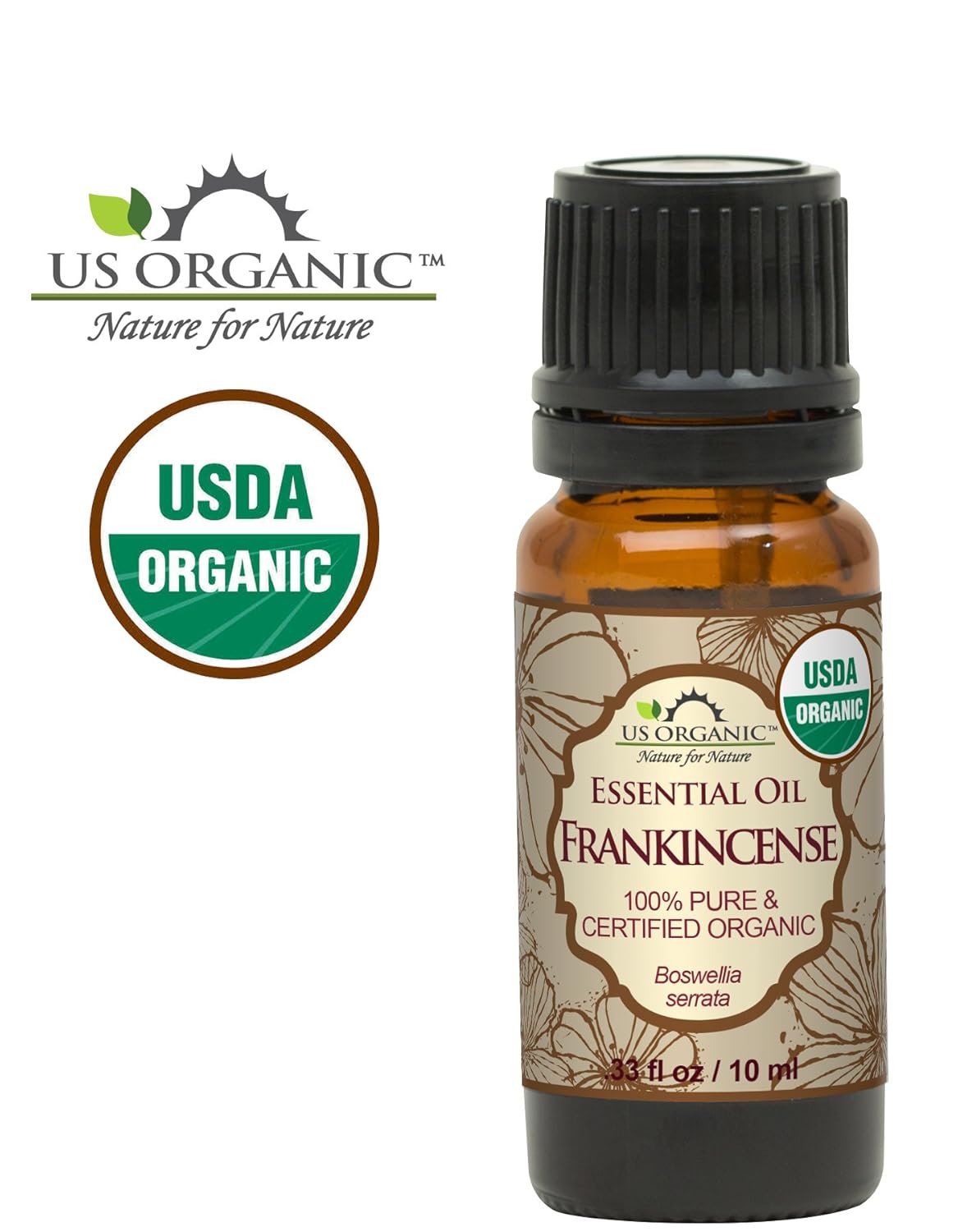 Alternative view of US Organic 100% Pure Frankincense Essential Oil, USDA Certified Organic, Steam Distilled, Boswellia serrata, Sourced from India, Topically or in Diffuser, Perfect for Aging Skin, All skin type (10 ml)