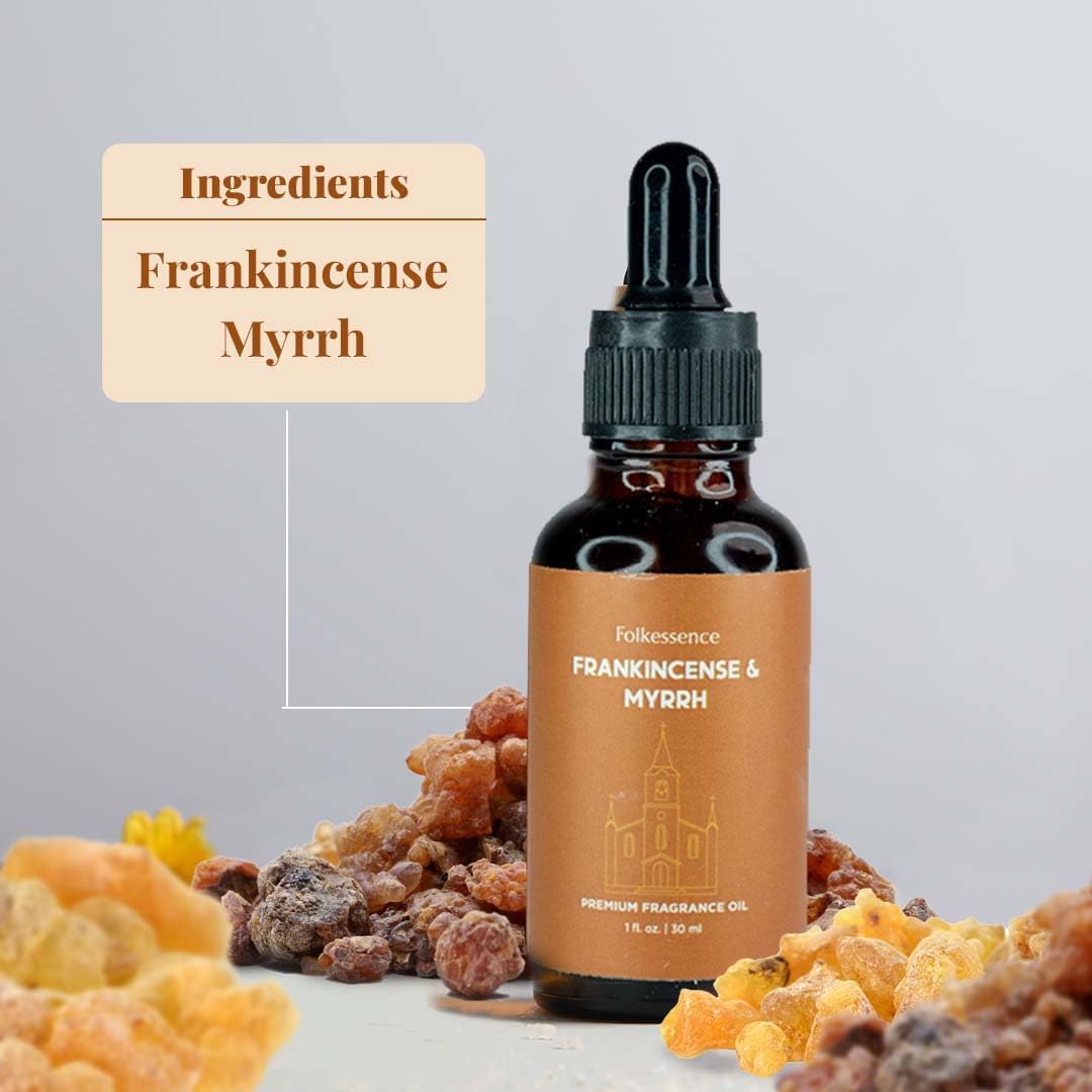 Folkulture Frankincense & Myrrh Essential Oil Blend |1.01 FL Oz Fragrance Oil| Essential Oils for Humidifier, Diffuser for Meditation, Relaxation & Home Wellness | Church Essential Oils Blend