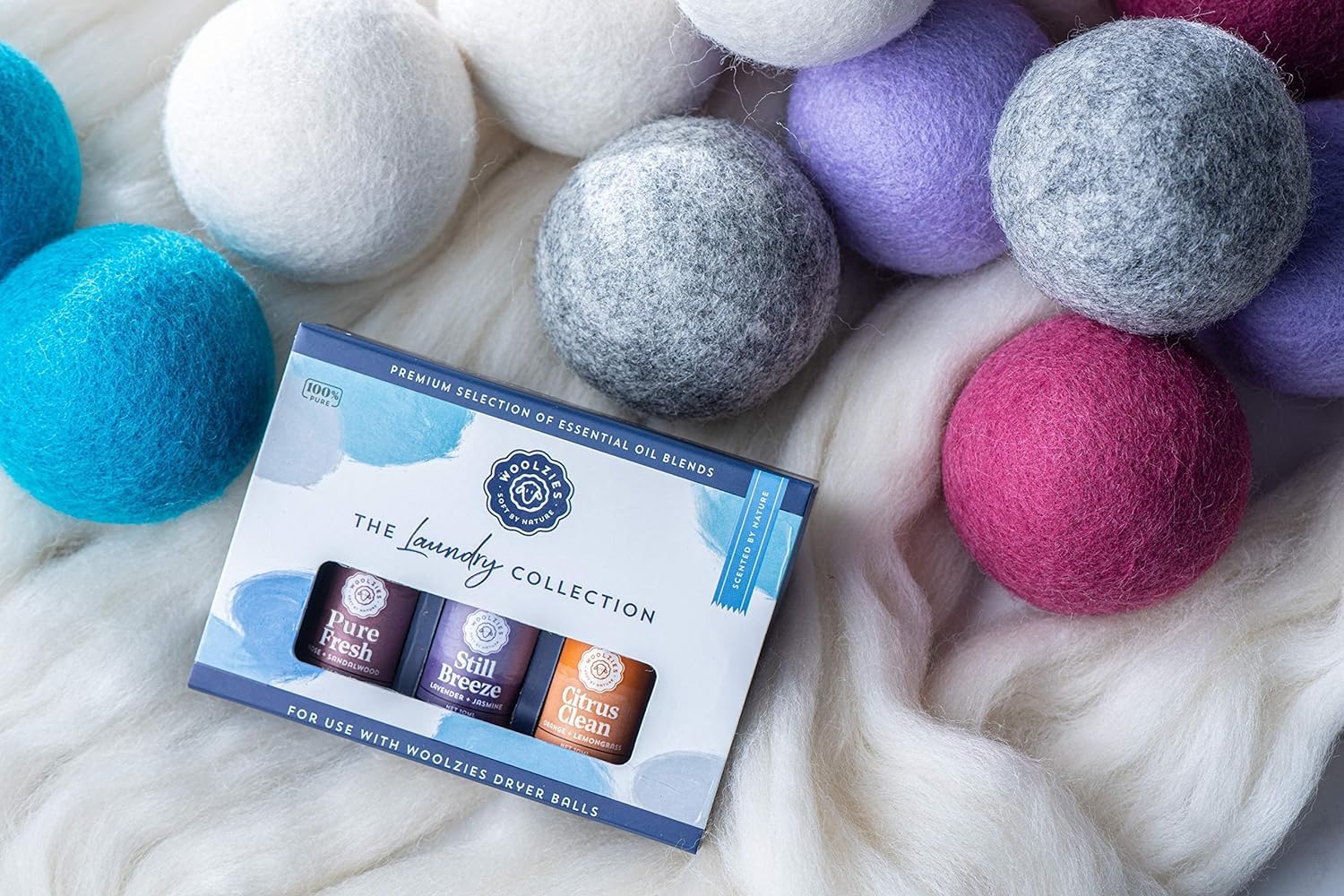 Alternative view of Woolzies Laundry Collection Essential Oil Set | 100% Pure Therapeutic Grade Aromatherapy Oil | Use with Wool Dryer Balls or Oil Diffuser | Gift Set Includes Pure Fresh, Still Breeze, Citrus Clean