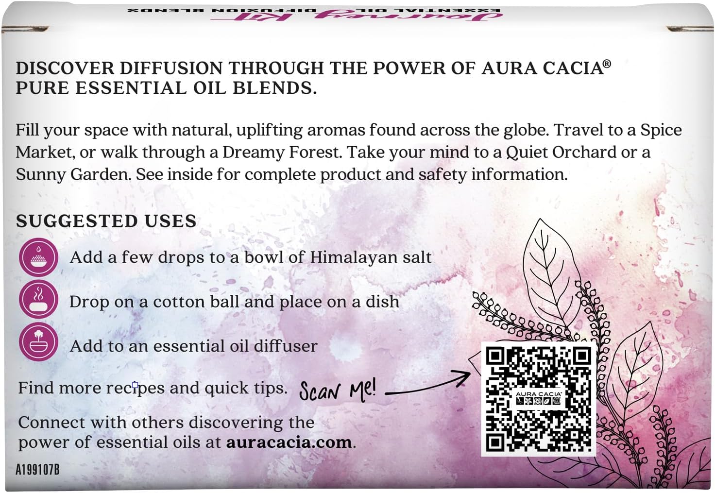 Aura Cacia Journey Essential Diffusion Oils Kit, 4-Pack, Spice Market, Dreamy Forest, Quiet Orchard & Sunny Garden Pure Oils