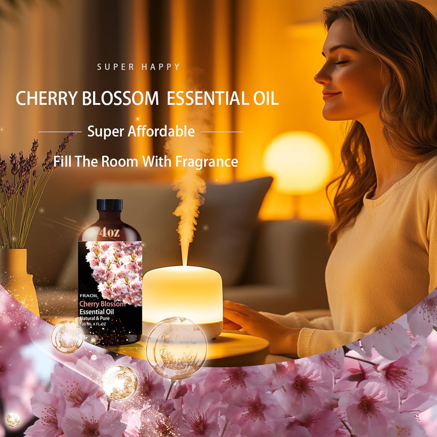 Alternative view of Cherry Blossom Essential Oil, Cherry Blossom Oil 4 Fl Oz 120ML for Diffuser Humidifier Yoga Cleaning DIY Candle Soap Making Perfume Gift for Women Essential Oils