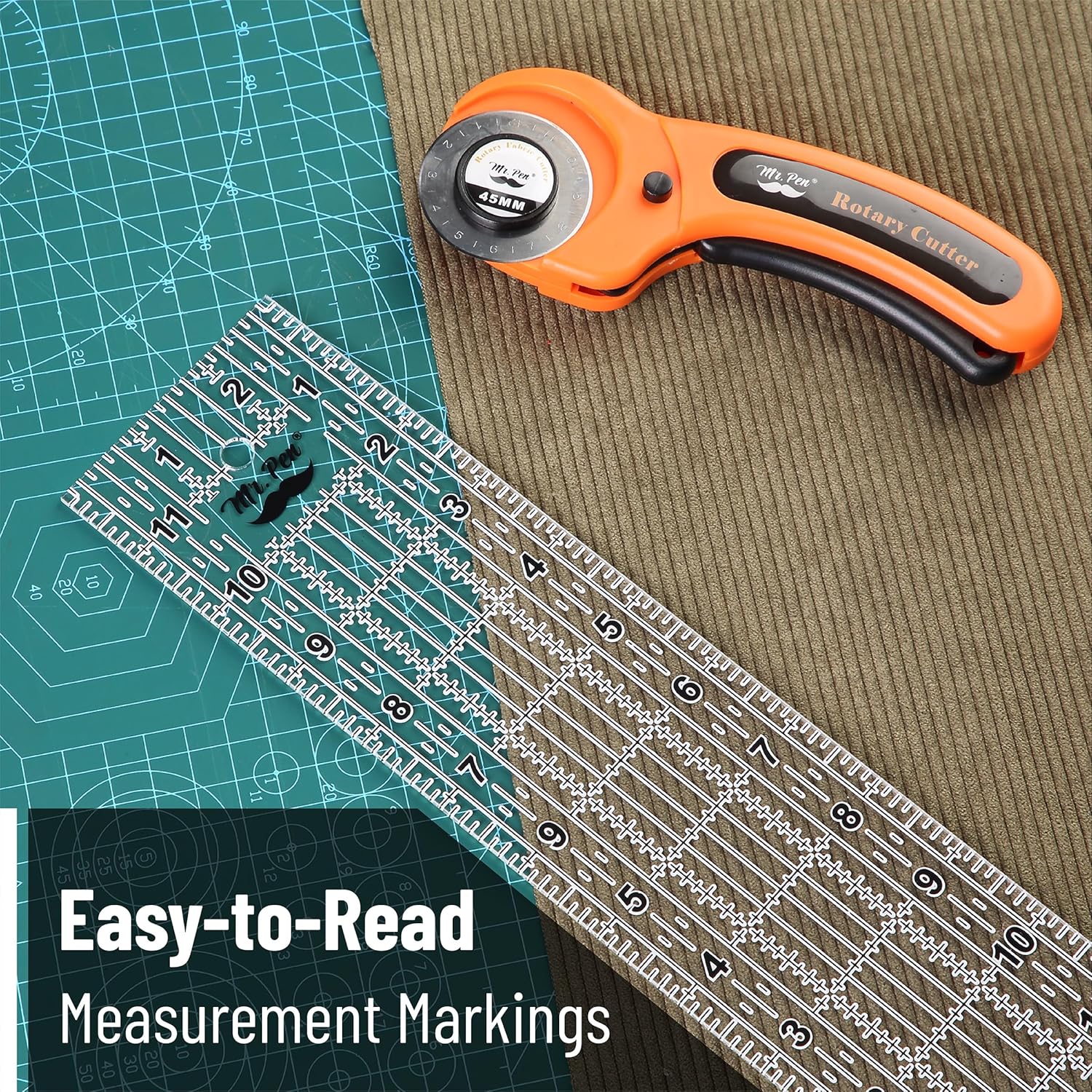 Alternative view of Mr. Pen- Sewing Ruler, 3 Pack, 6", 12" & 17", Acrylic Ruler, Quilting Ruler, Cutting Ruler, Acrylic Ruler for Cutting Fabric, Rulers for Quilting and Sewing, Non Slip Quilt Rulers, Sewing Supplies