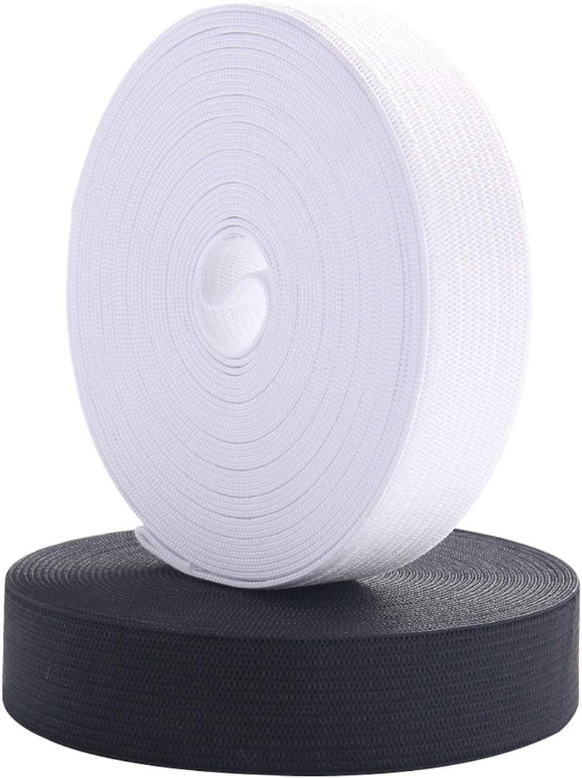 Sewing Elastic Band 3/4 Inch Wide Heavy Stretch High Elasticity Knit Elastic Band for Sewing Waistband Elastic 10 Yard (5 Yard White,5 Yard Black)