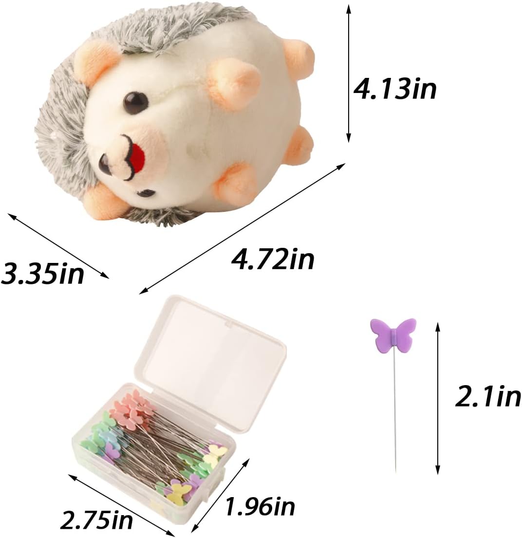 Alternative view of Hedgehog Shaped Pin Cushion Sewing Kit with 100 Colored Pins