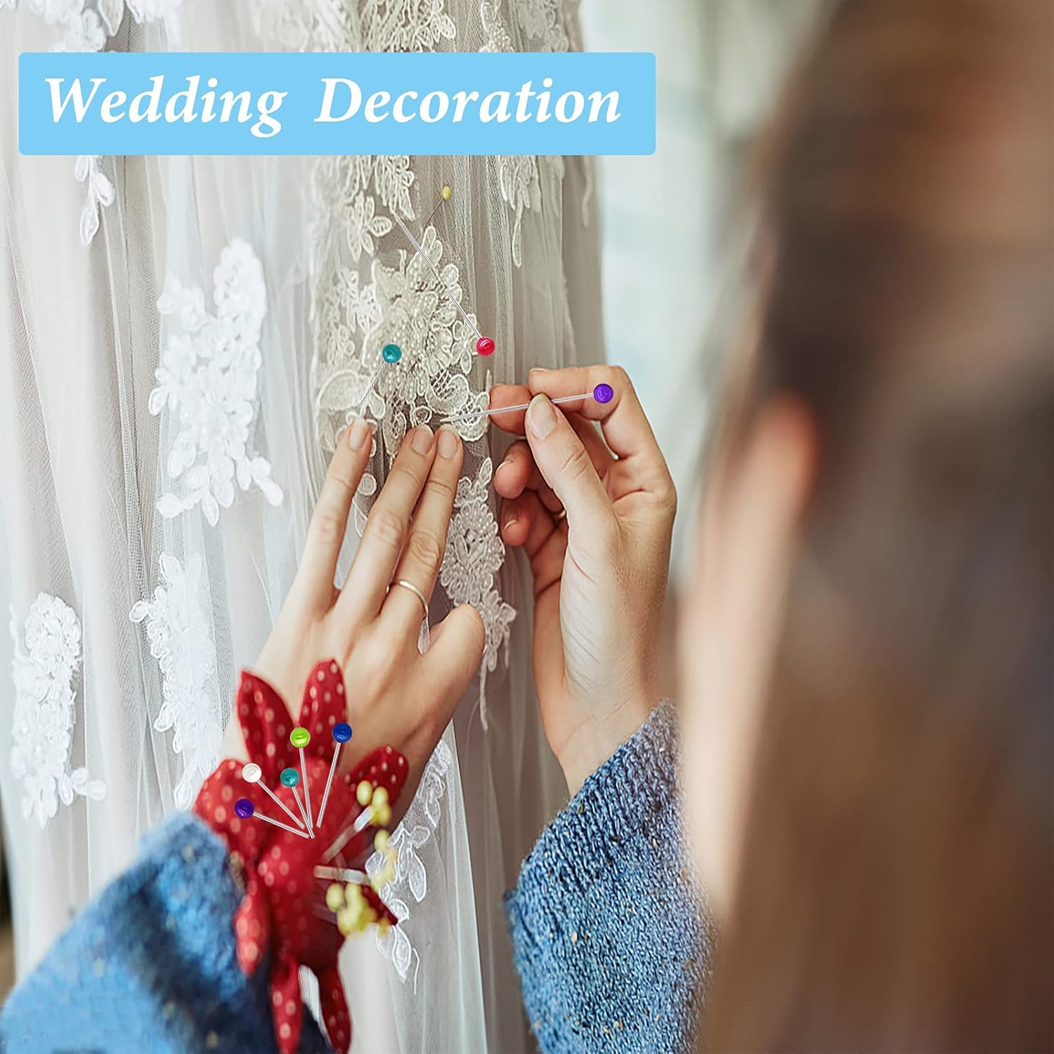 600PCS Sewing Pins Straight Pin for Fabric, Pearlized Ball Head Quilting Pins Long 1.5inch, Multicolor Corsage Stick Pin for Dressmaker, Jewelry DIY Decoration, Craft and Sewing Project