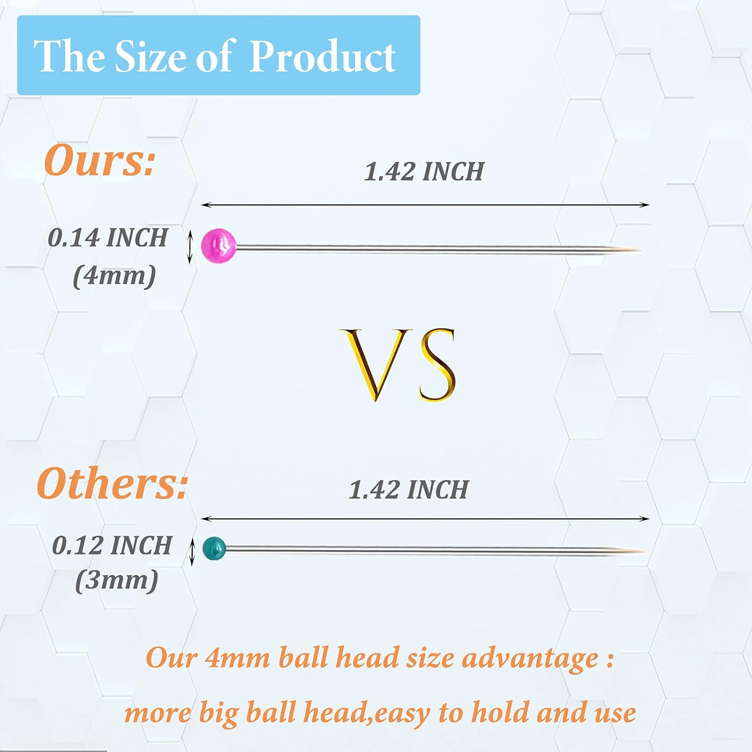 Alternative view of 600PCS Sewing Pins Straight Pin for Fabric, Pearlized Ball Head Quilting Pins Long 1.5inch, Multicolor Corsage Stick Pin for Dressmaker, Jewelry DIY Decoration, Craft and Sewing Project