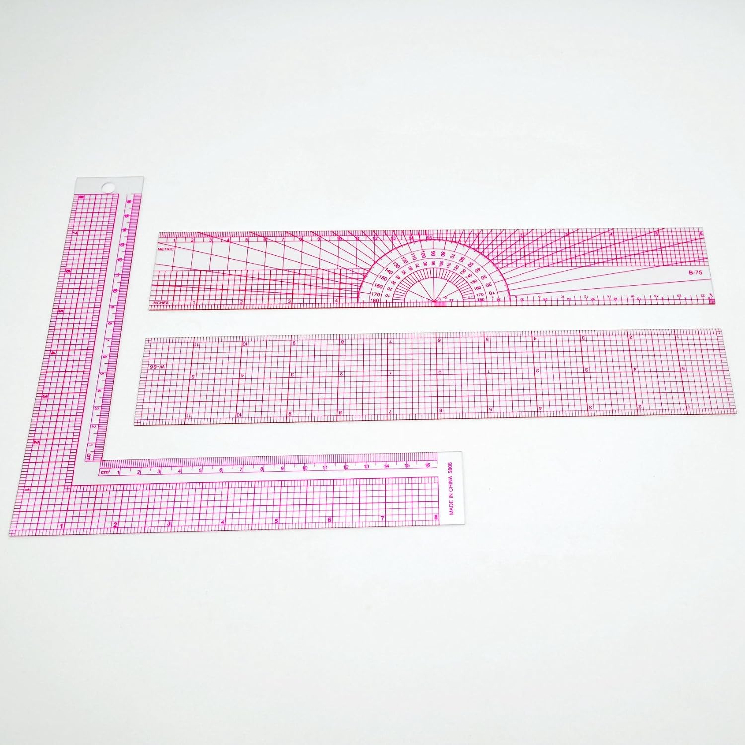Alternative view of Fashion Clear Metric Sewing Ruler Set,French Curve Pattern Rulers for Beginners, Tailors, Designers, Quilting, Embroidery, Cross Stitch, Crochet, Knitting 9pcs