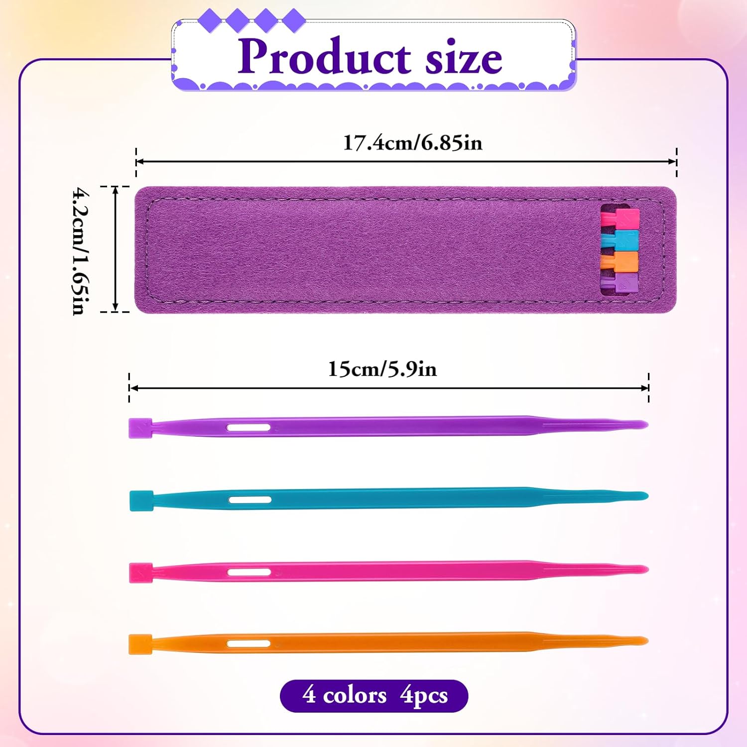 4 Pcs That Purple Thang,Sewing Notions Sewing Stiletto Tool Multifunctional Sewings Accessories and Supplies for Sewings Craft Projects Use(1Set, 4 Color)