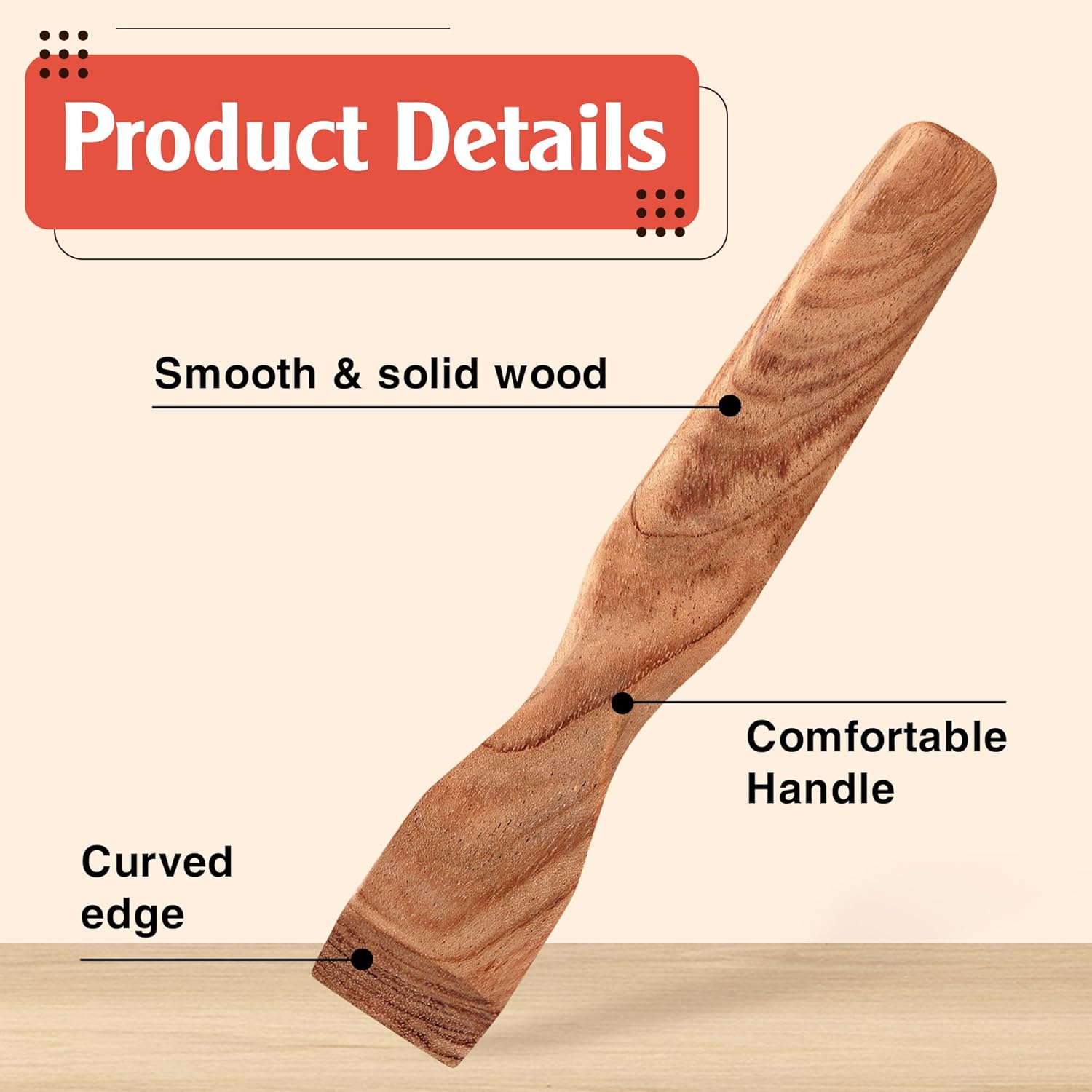 Alternative view of Savina Wood Pressing Stick, Finger Iron, Seam Presser – A Handcrafted Sewing Tool for Quilters & Sewist.