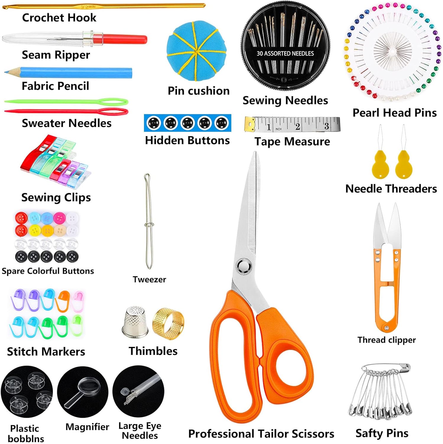Sewing Kit for Adults,Maxfanay Needle and Thread Kit for Sewing,Professional Sewing Supplies Accessories with Tailor Scissors,43XL Thread,30 Needles,Yarn Snips and More for Travel Home Beginners
