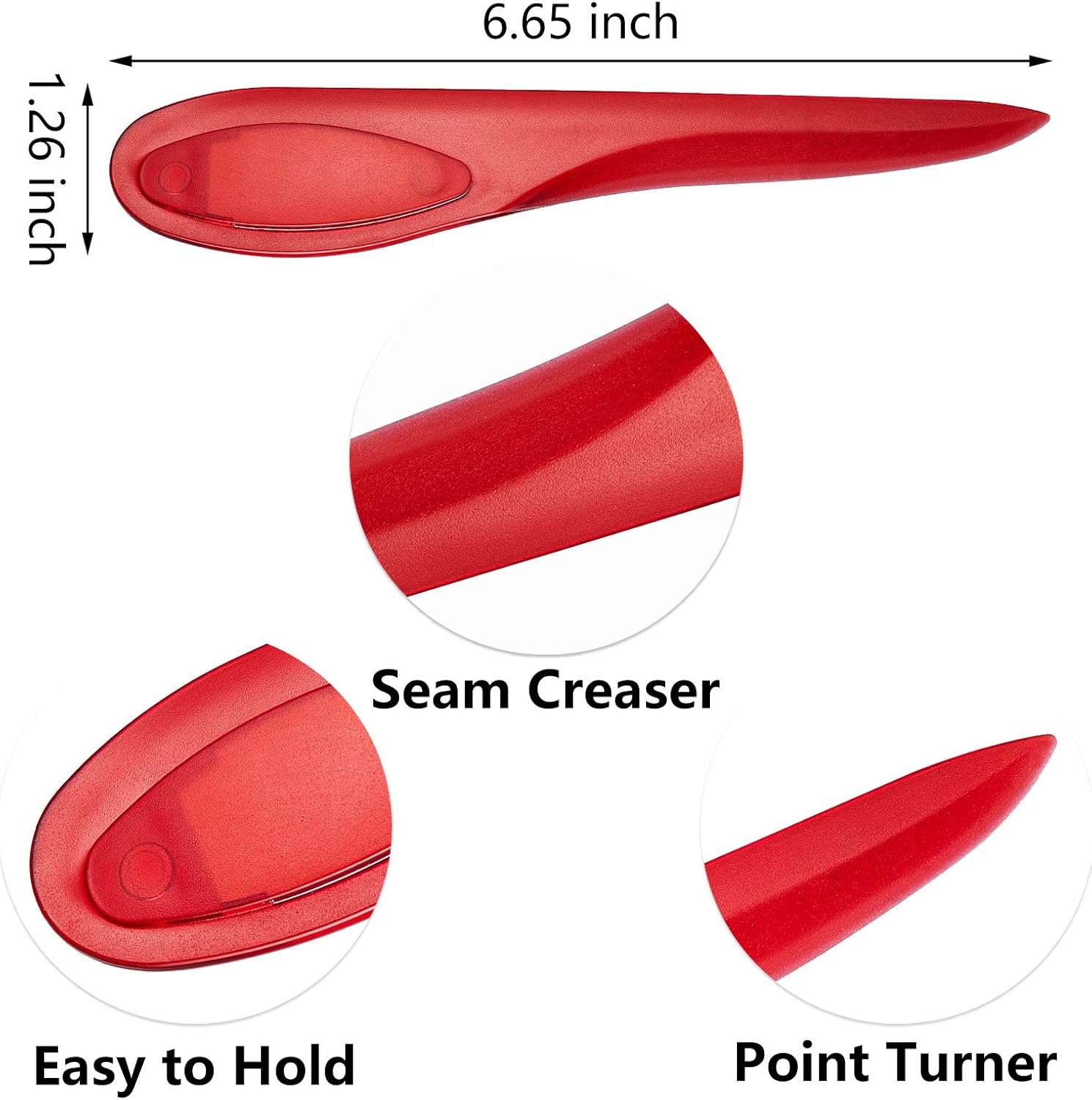 Outus 3 Pcs Point Turner Seam Creaser Tool for Sewing Quilting Pressing Seams and Marking Fabric Plastic Point Turner with Seam Creasing Edge for Dressmaking Tailoring Crafting(White, Black and Red)