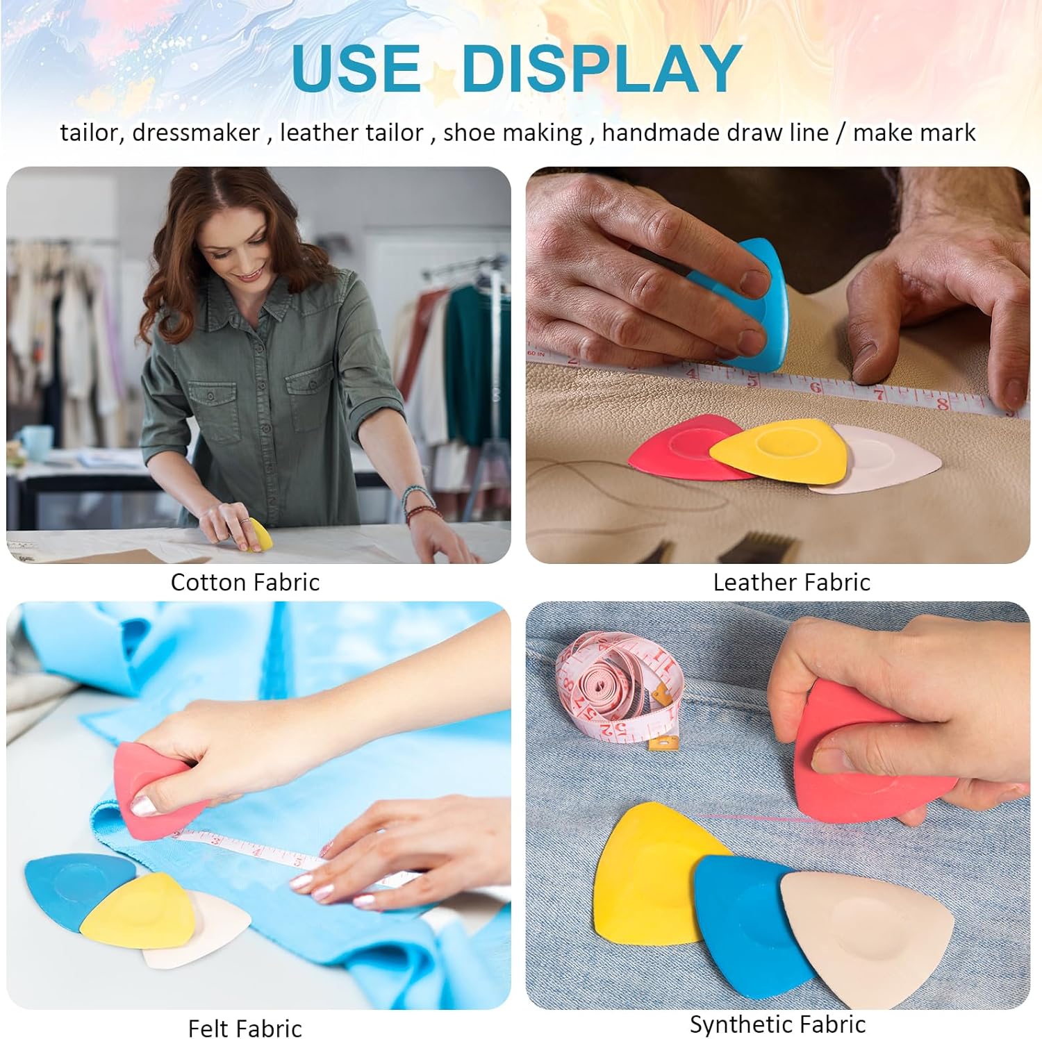 Alternative view of 4 Pack Tailors Chalk, Sewing Chalk for Fabric, Professional Washable Triangle Fabric Marker for Quilting, Crafts, Sewing Supplies Accessories