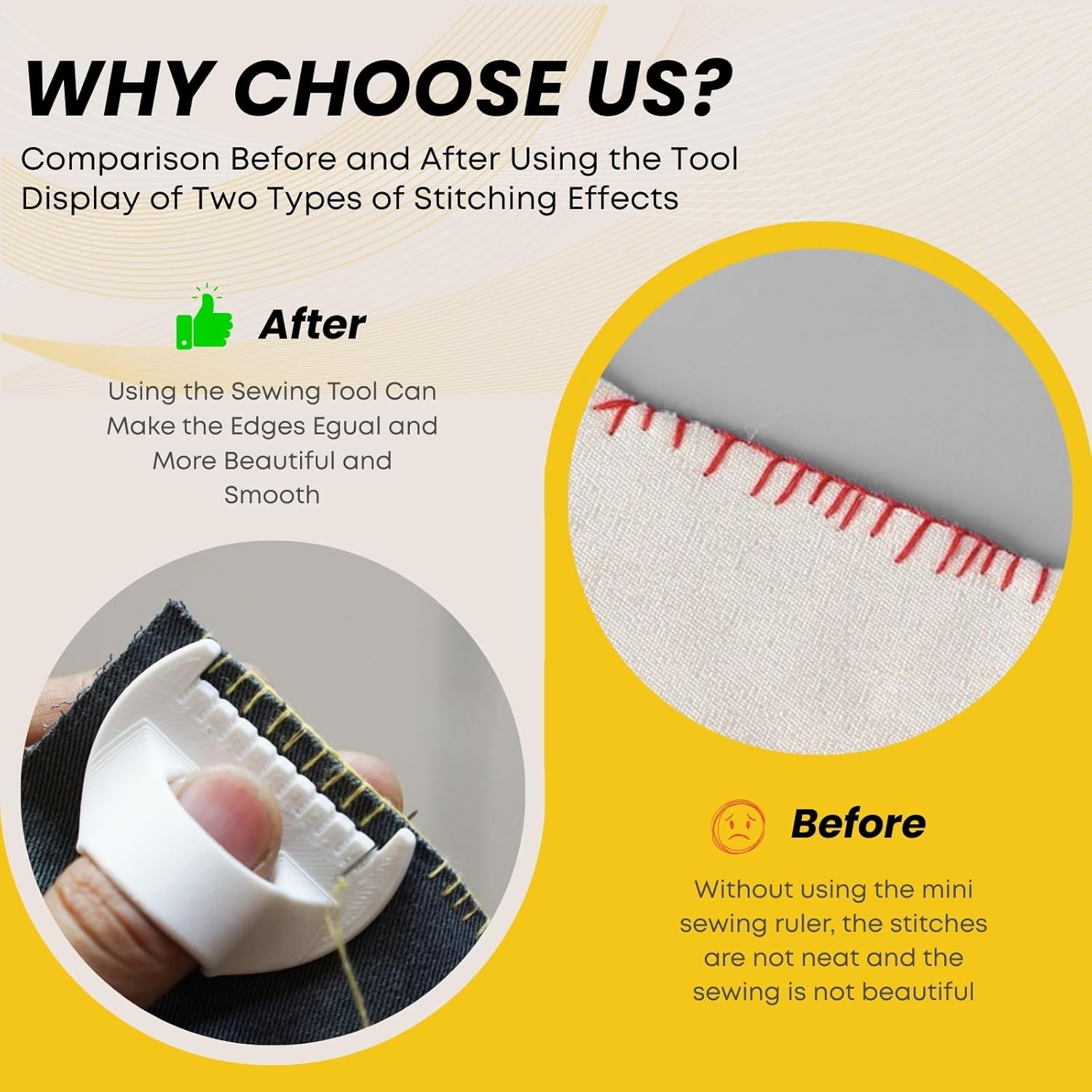 4Pcs Edge Stitch Lock & Sewing Gauge Set, Perfect Seams Without A Sewing Machine, for Pinpoint Precision, Lightweight & Easy to Use u2014 for Hobbyists & Pros Alike (White-4mm &3mm)