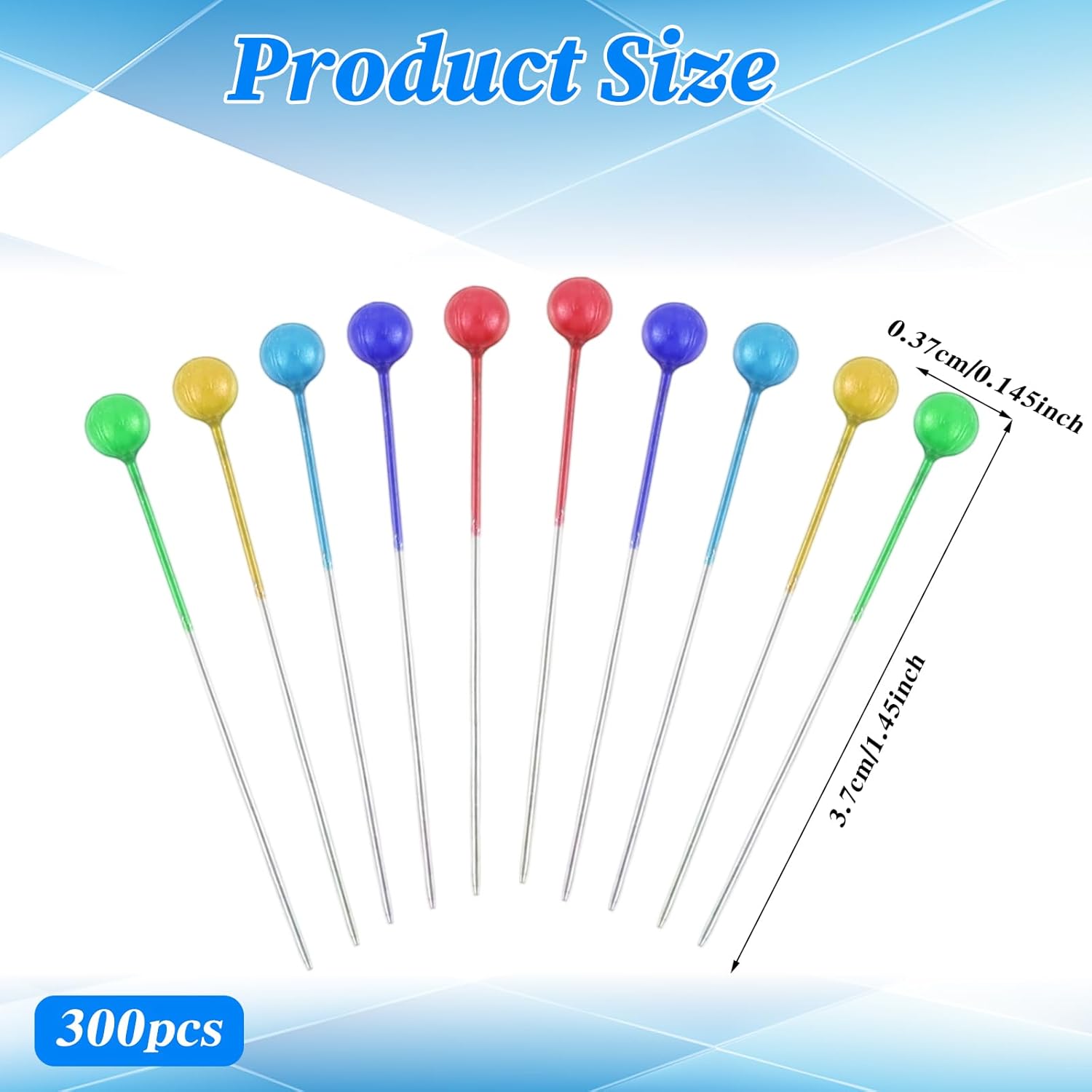 Alternative view of 300Pcs Sewing Pins, Straight Pins Sewing, Sewings Pin with Heads Quilting Pin for Fabric, Sew ing Notions for DIY Sewings Craft Dressmaker Jewelry Decoration Fabric