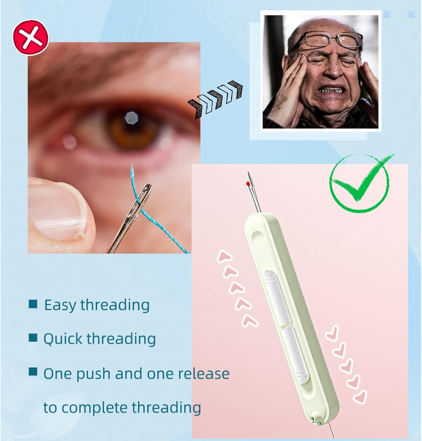 Upgraded 2 in 1 Automatic Needle Threaders Seam Ripper,Quilting Supplies Sewing Kit,Quick Sewing Machine Loop Needle Threaders (1PCS-Purple)