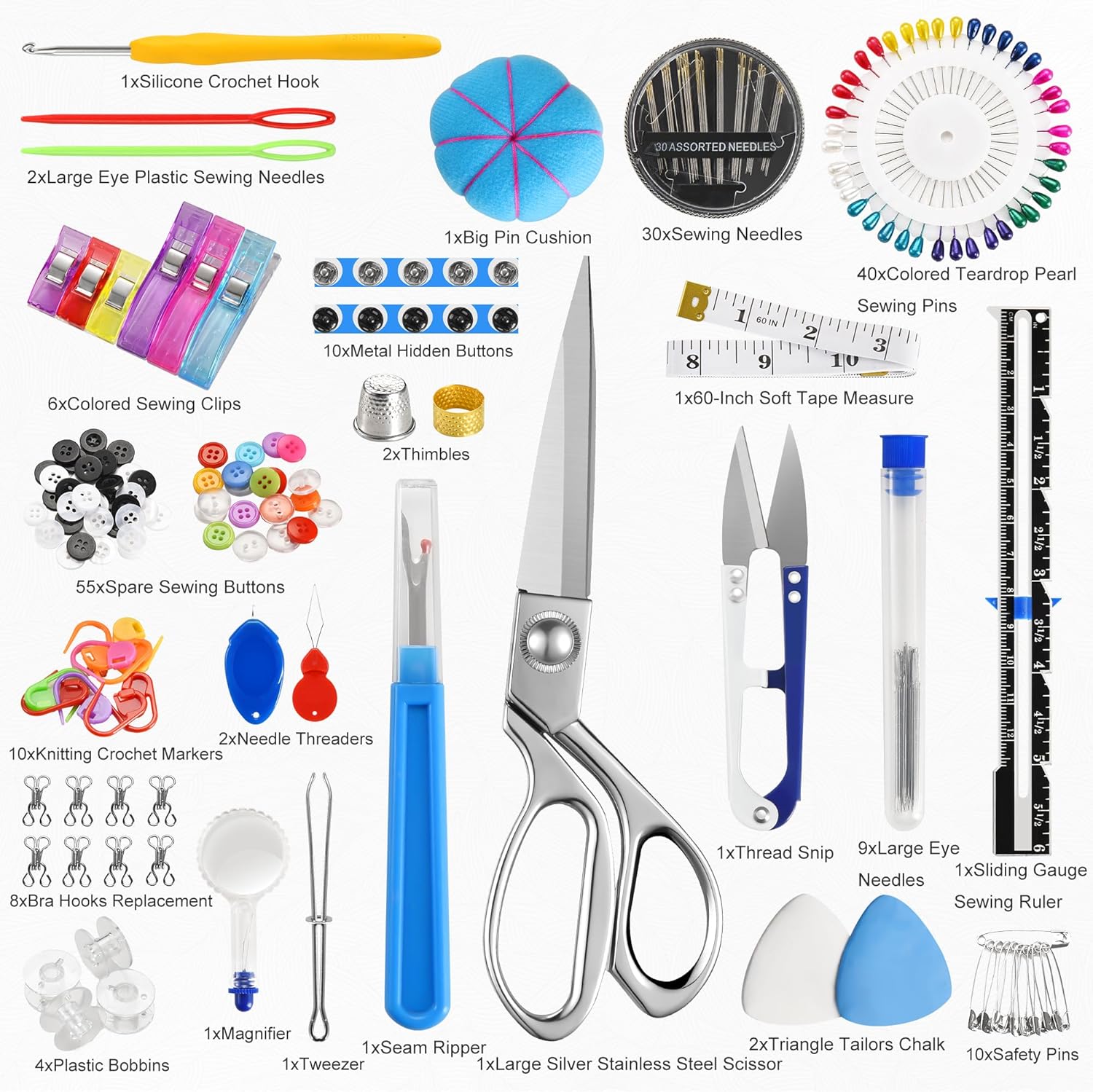 Baryfokwo Sewing Kit for Adults with Ultra Sharp Fabric Scissors, 242 Pcs Newly Upgraded Portable Travel Sewing Kit Professional Hand Needle and Thread Kit for Beginners Home Travel