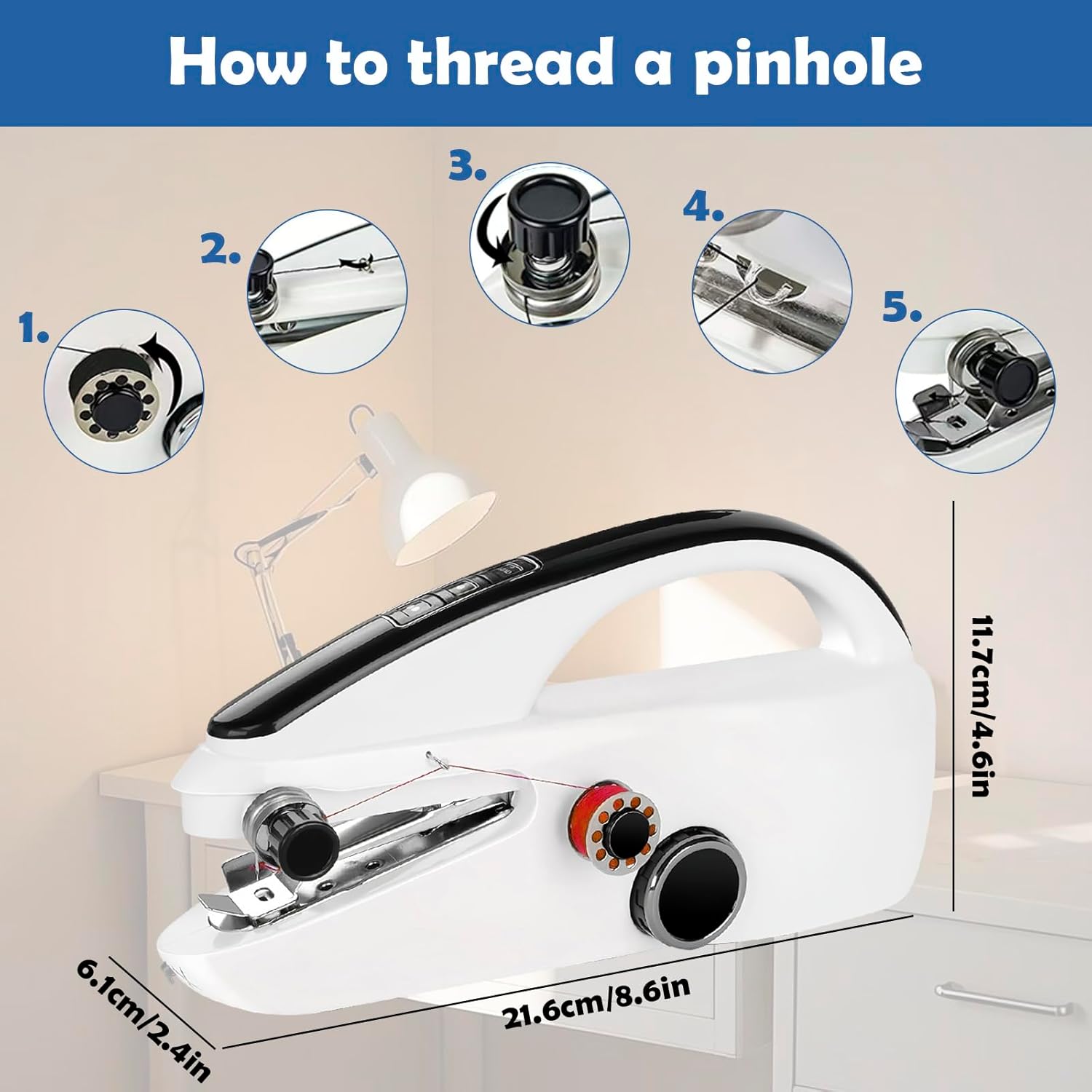 Handheld sewing machine，Mini double speed adjustable portable, Two-speed adjustable electric small sewing machine for beginners, Easy to use and quick sewing, fabrics, DIY home travel.